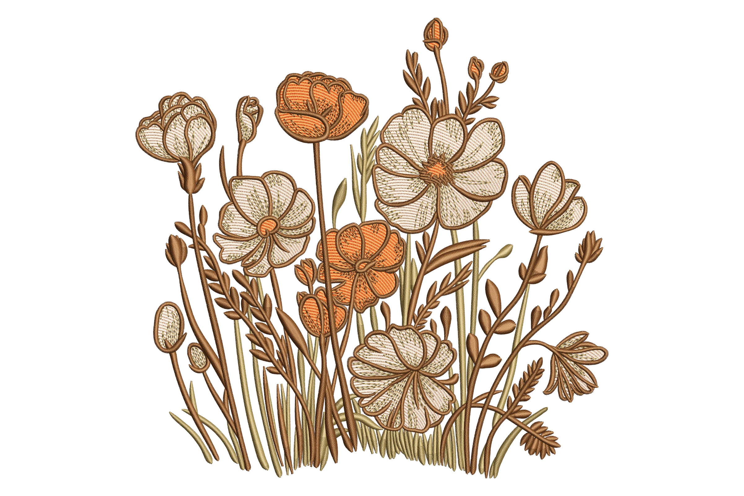 Elegant Wildflowers Embroidery Design