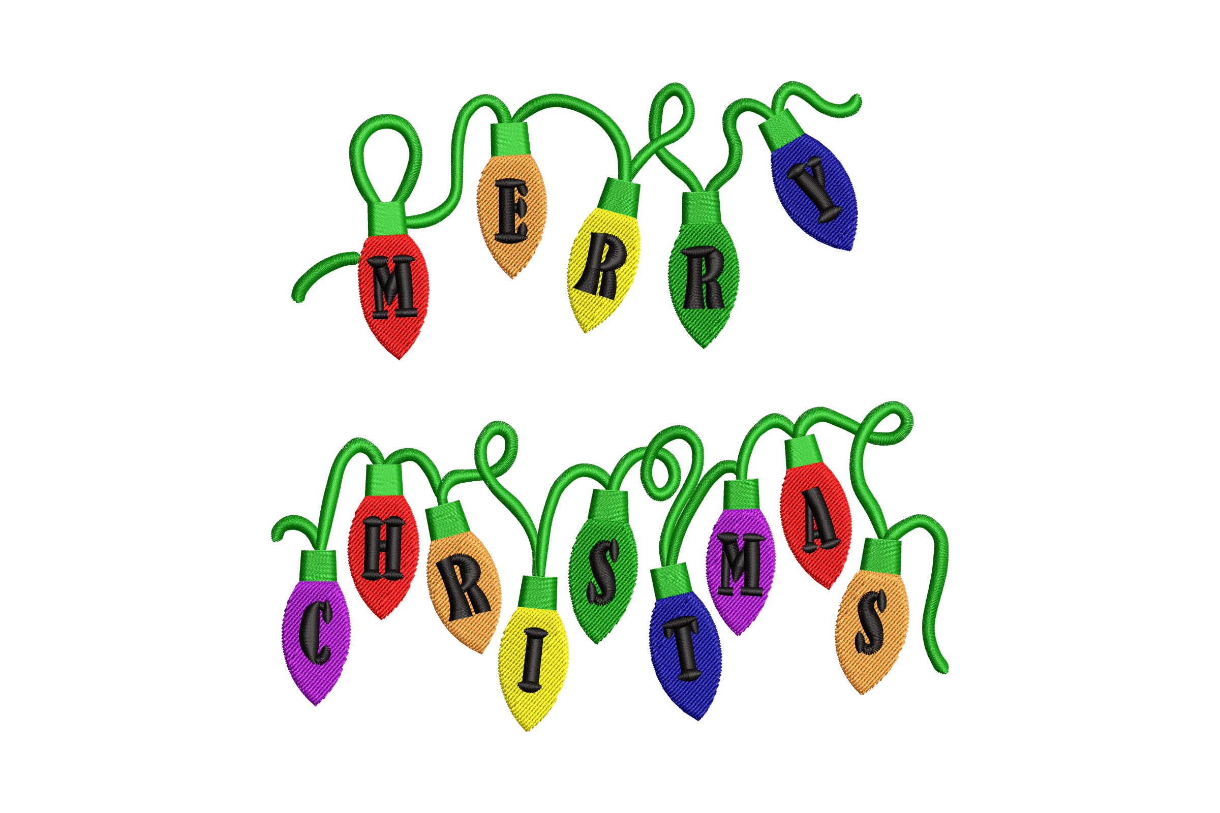 Christmas Lights Embroidery Design