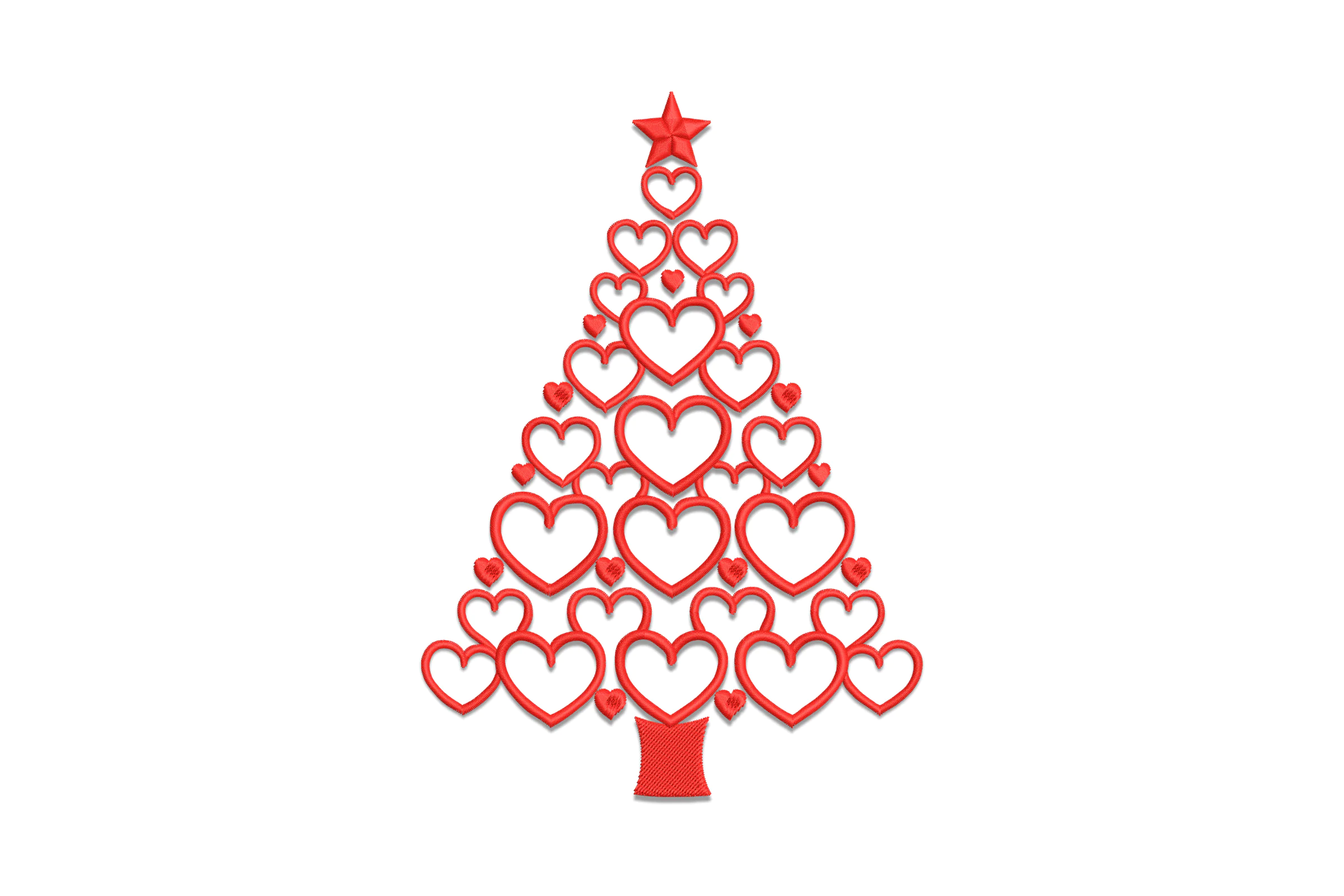 Christmas Tree Hearts Machine Embroidery Designs