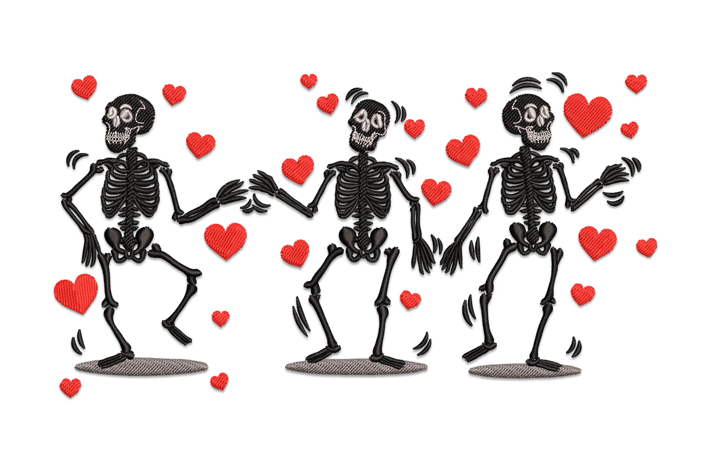 Valentine Dancing Skeleton Embroidery Designs