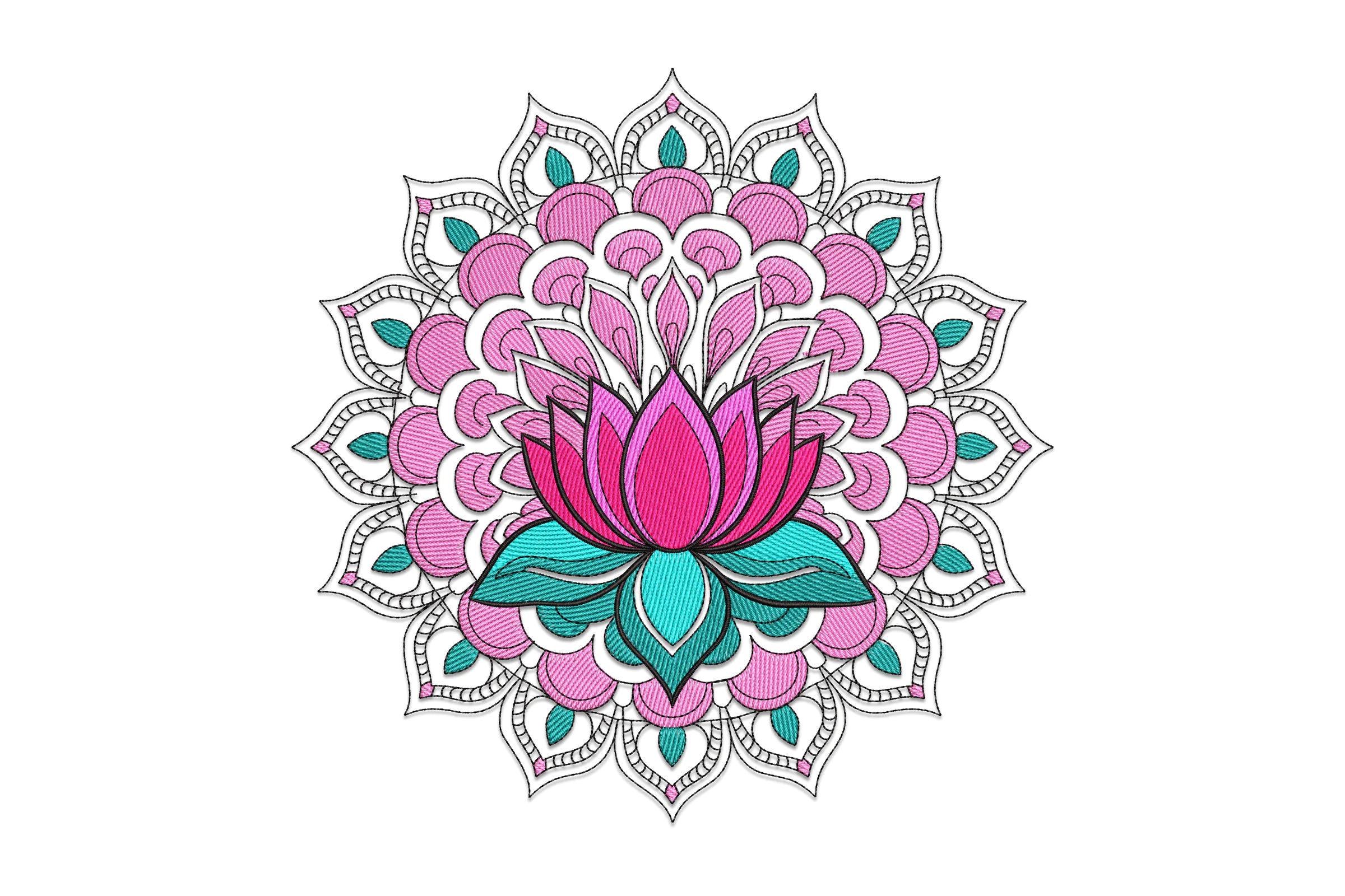 Mandala Lotus Flower Embroidery Design