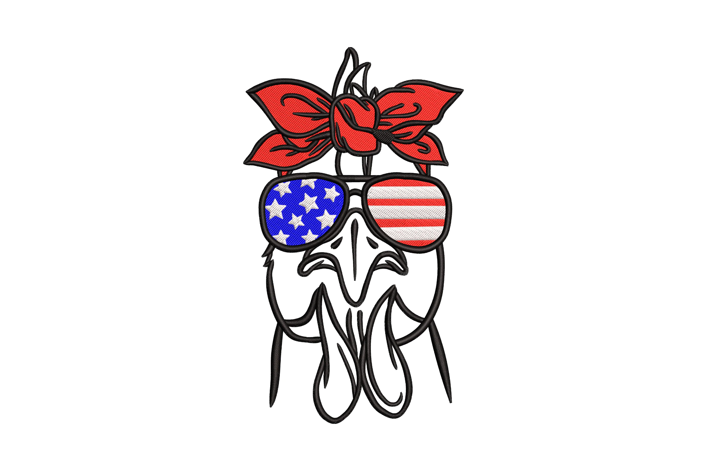 Patriotic Chicken Embroidery Design with USA Sunglasses