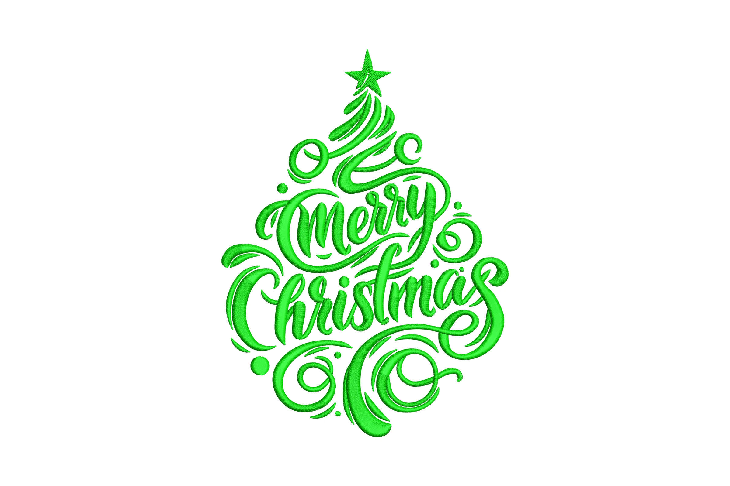 "Merry Christmas" Christmas Tree Embroidery Design