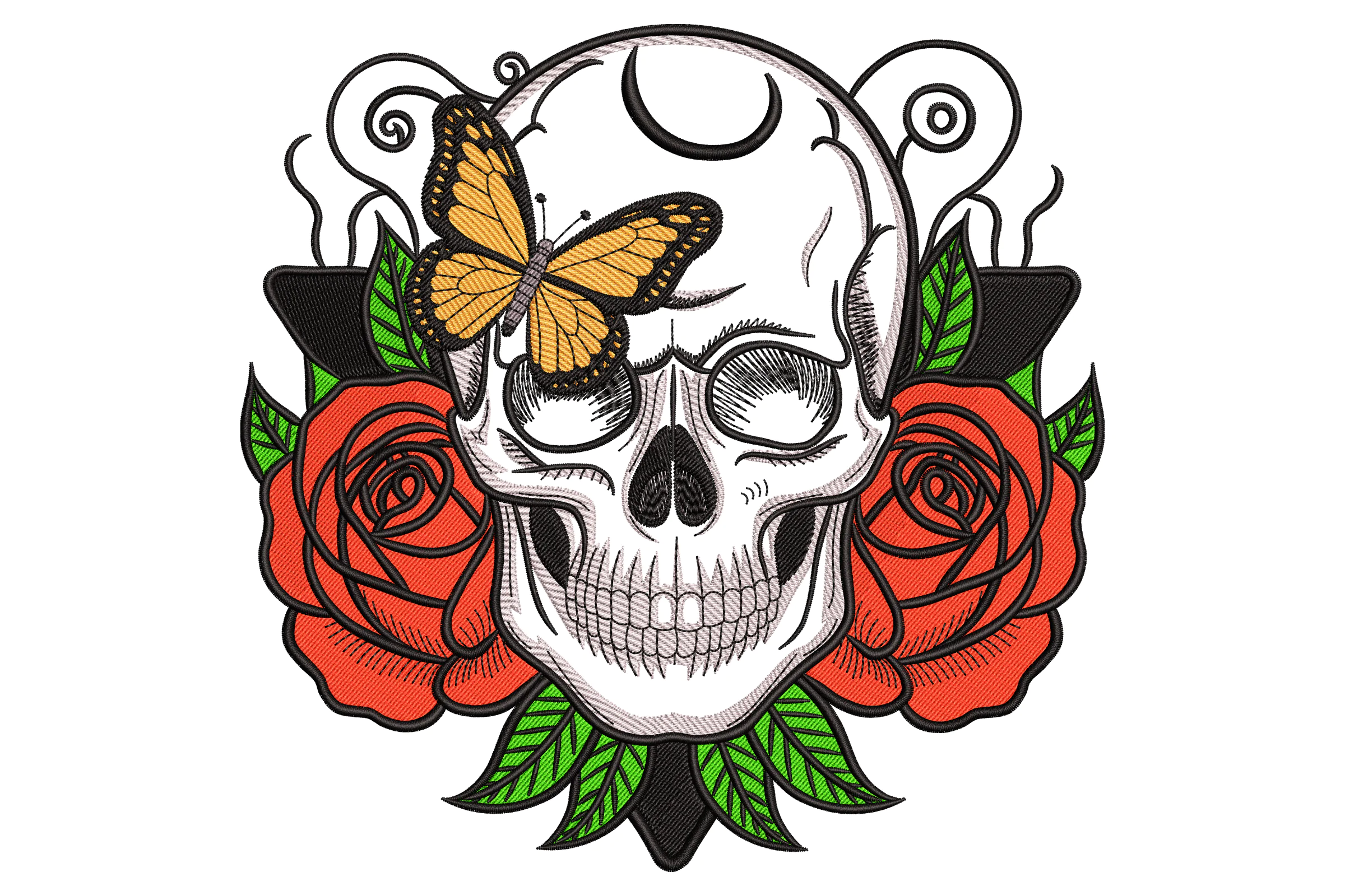 Skull & Roses Embroidery Design