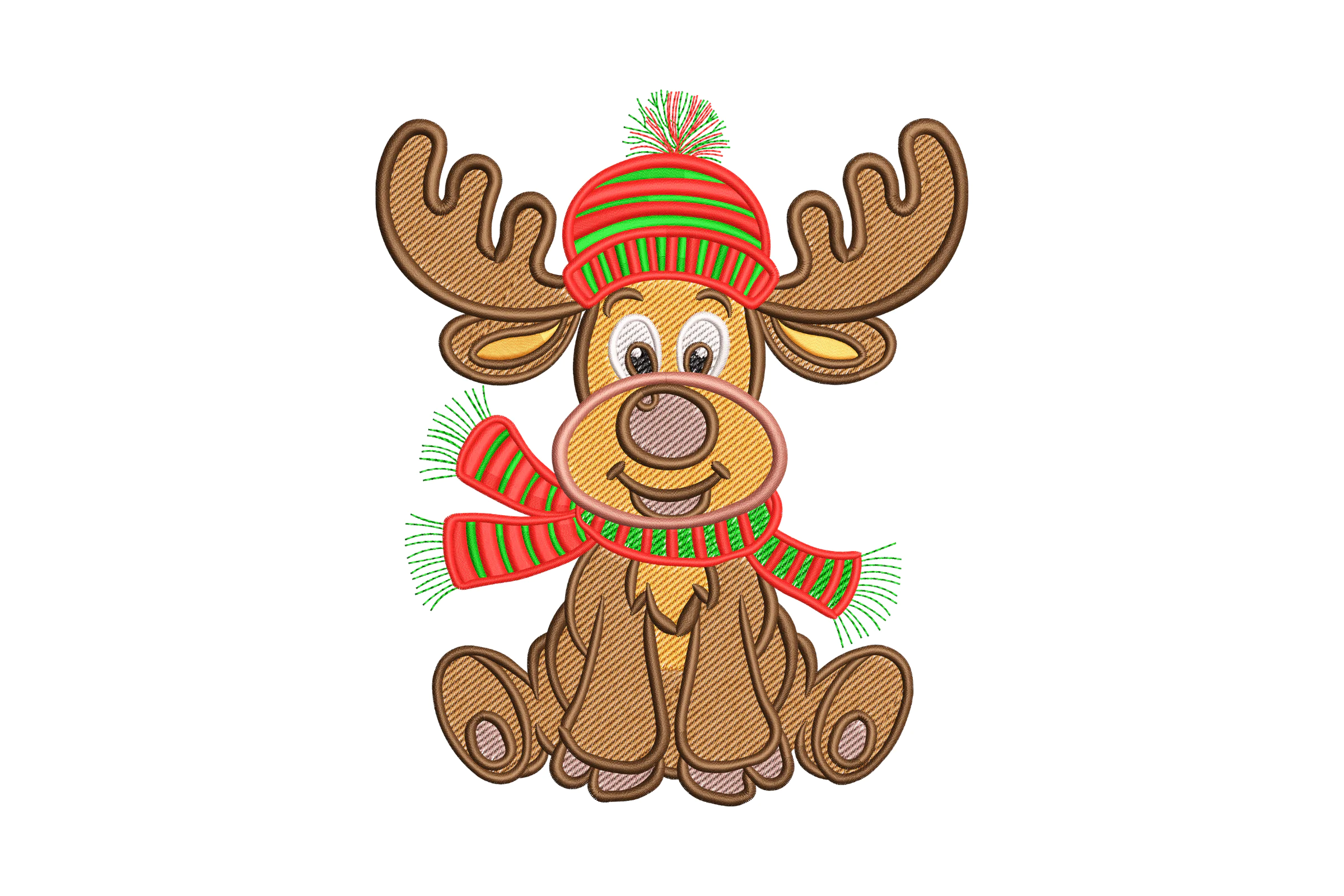 Rudolph Reindeer Christmas Embroidery Design