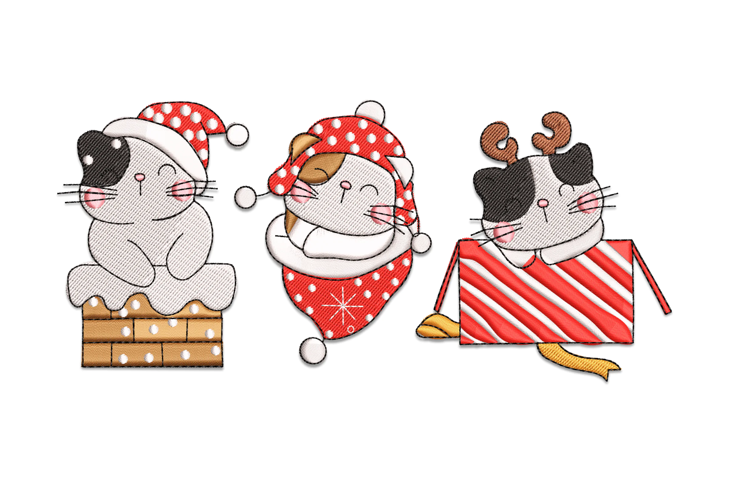 Christmas Cats Machine  Embroidery File