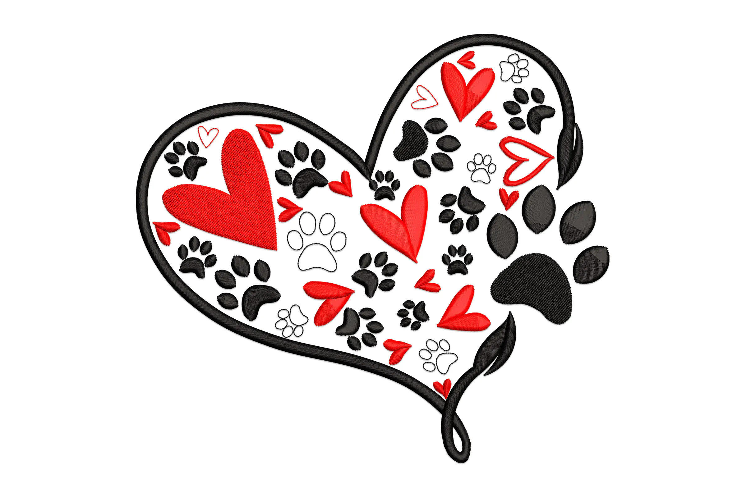 Love Paw Print Embroidery Design