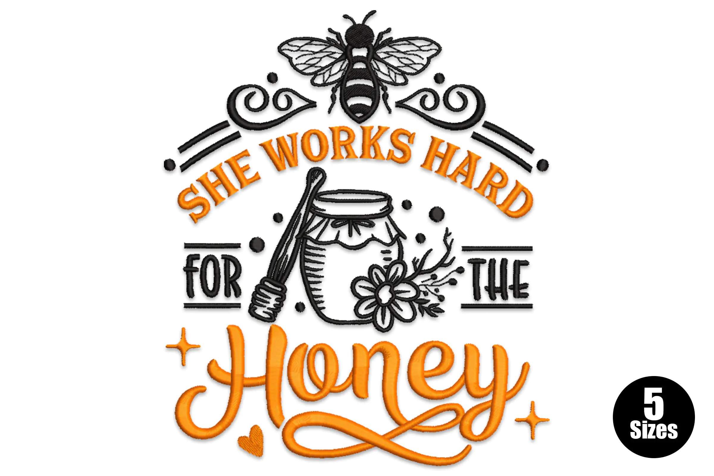 Bee Honey Embroidery Design