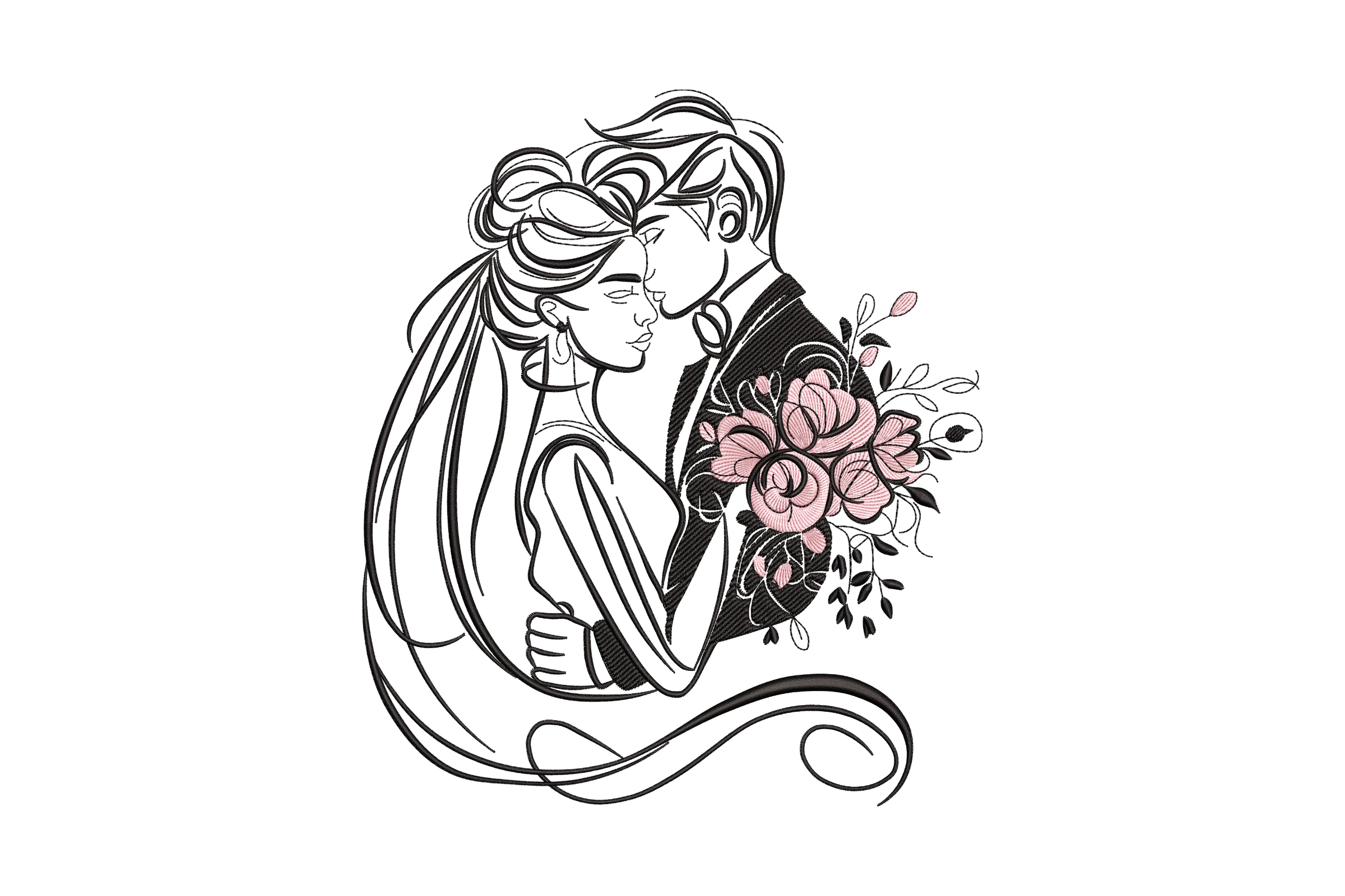 Couple Wedding Machine Embroidery Design