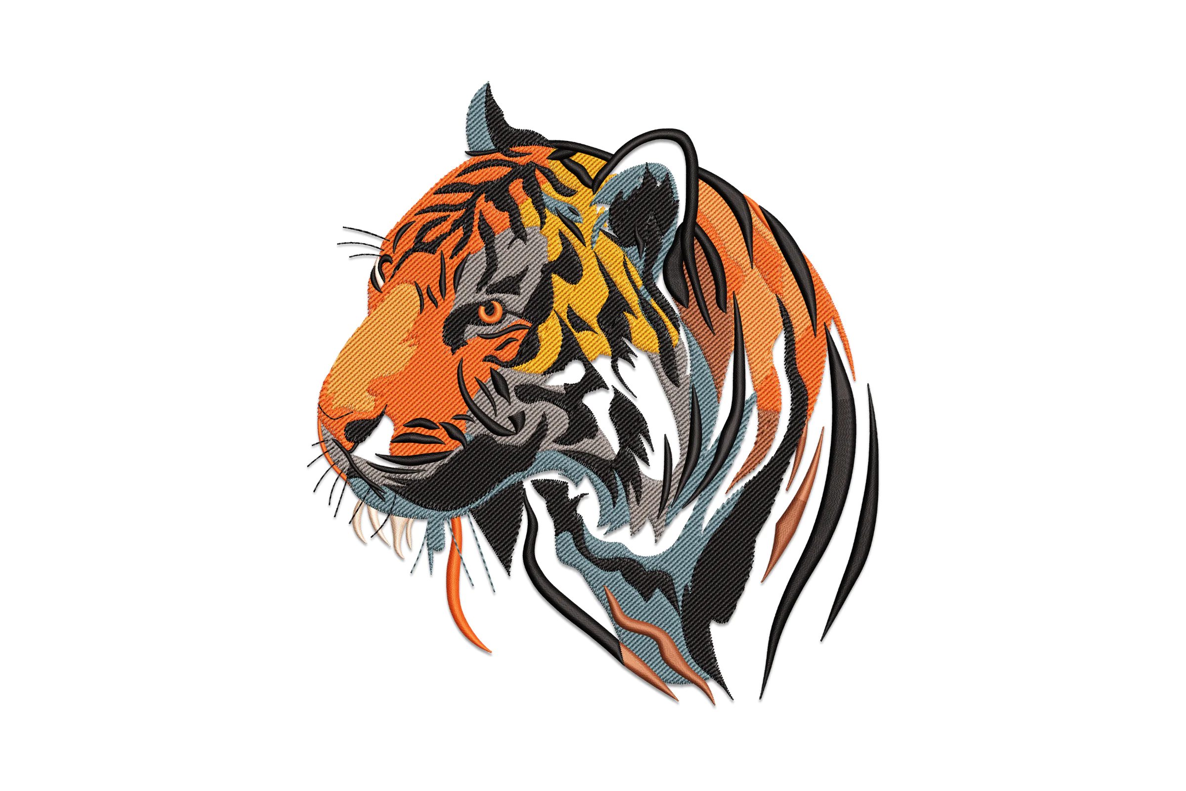 Bold and Artistic Tiger Head Embroidery Design