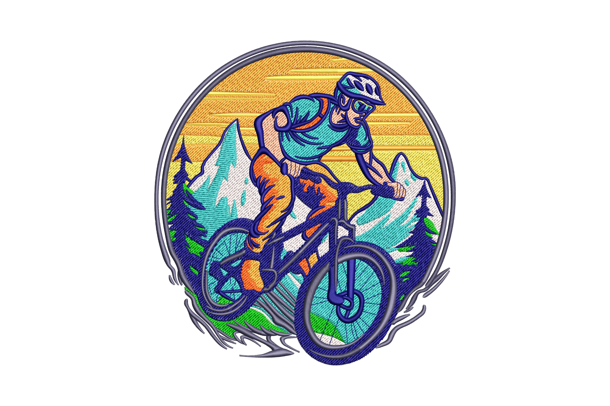 Mountain Biker Embroidery Design