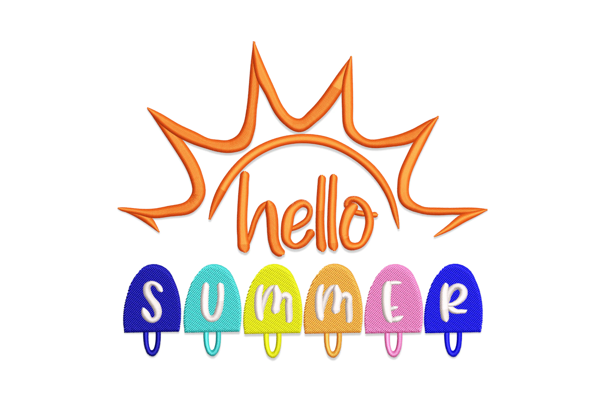 Hello Summer Quote Embroidery Design