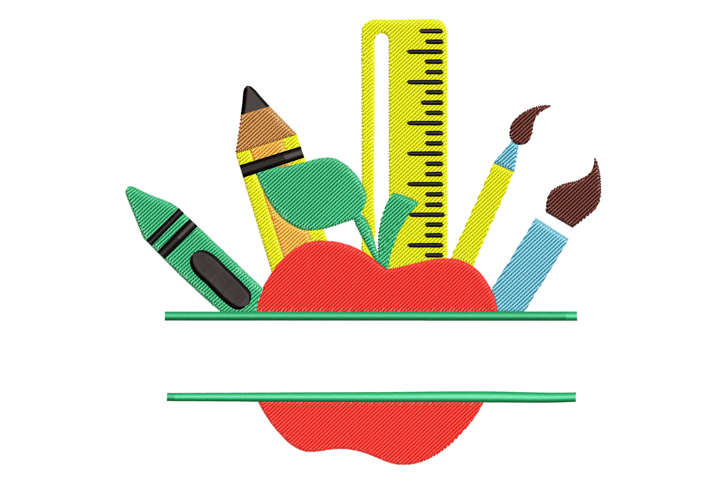 Split Apple Embroidery Design