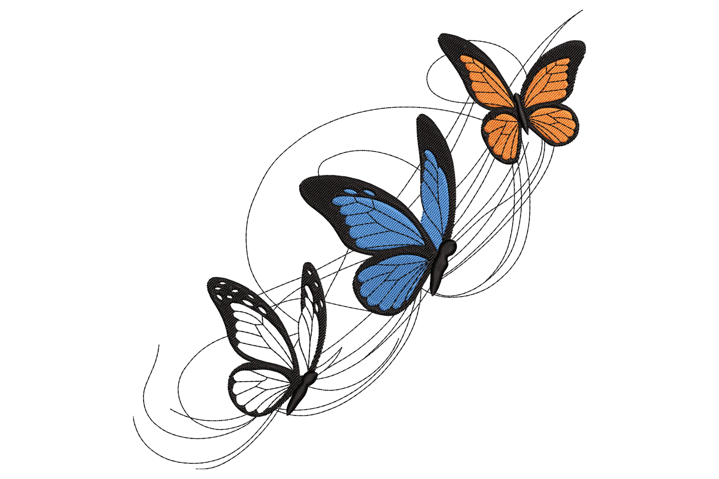 Butterfly Trio Embroidery Design