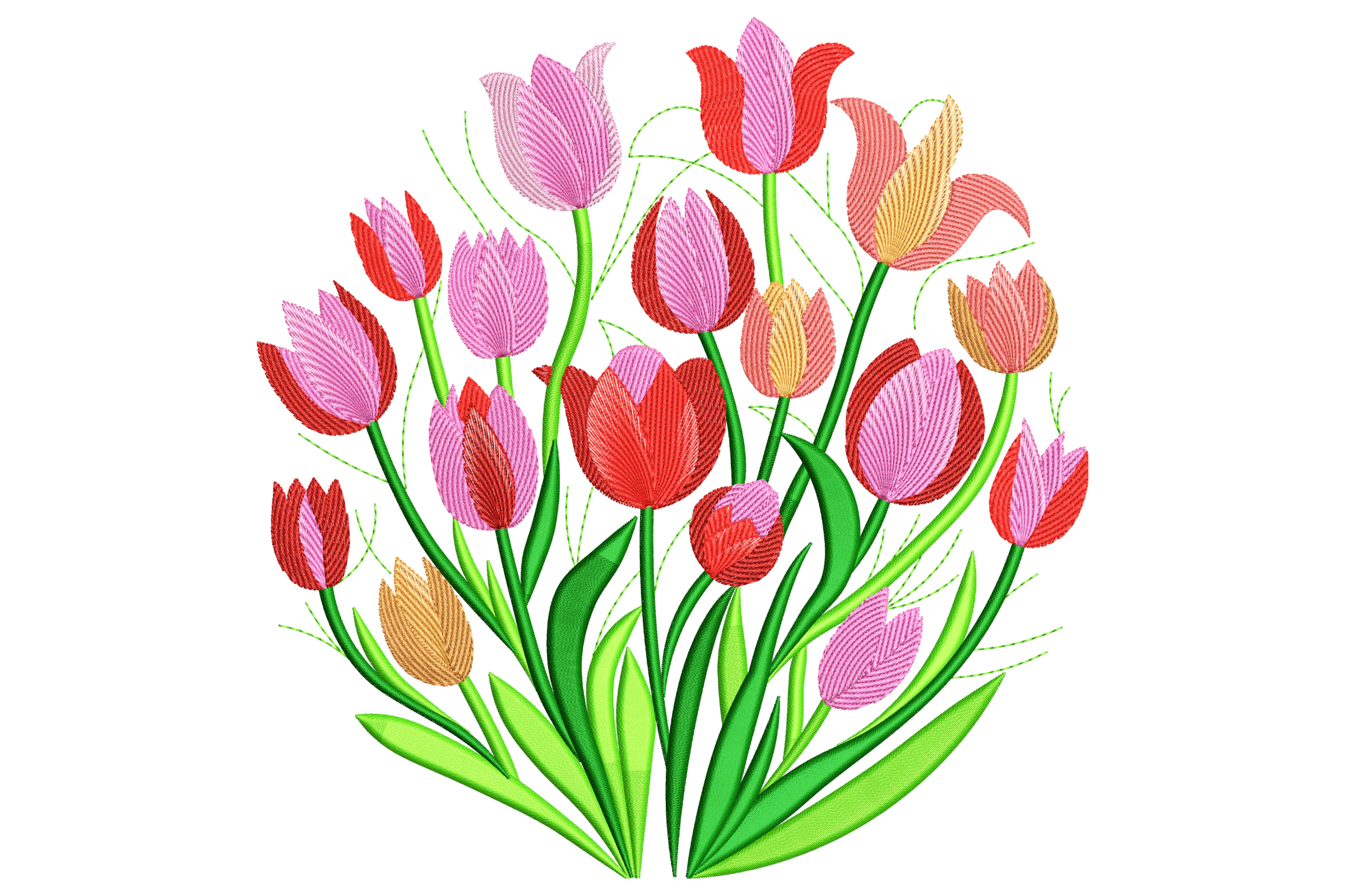 Tulip Bouquet Embroidery Design File