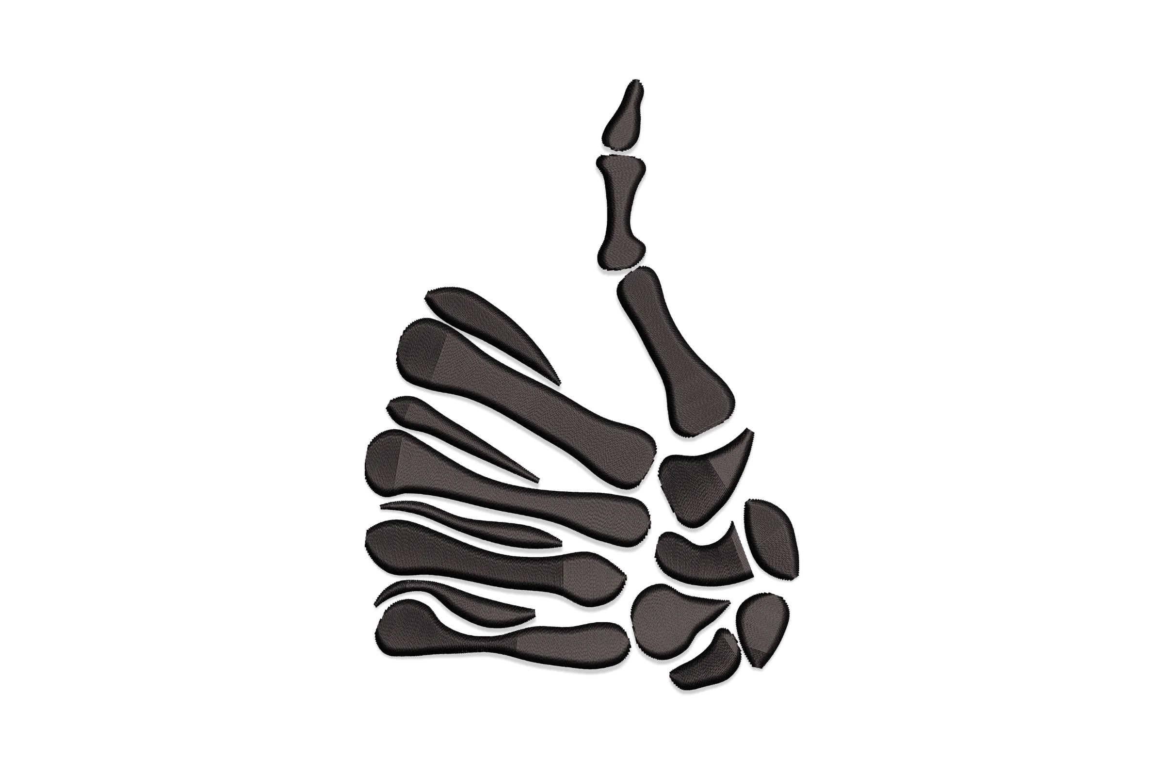 Thumbs Up Skeleton Hand Sign Embroidery Design