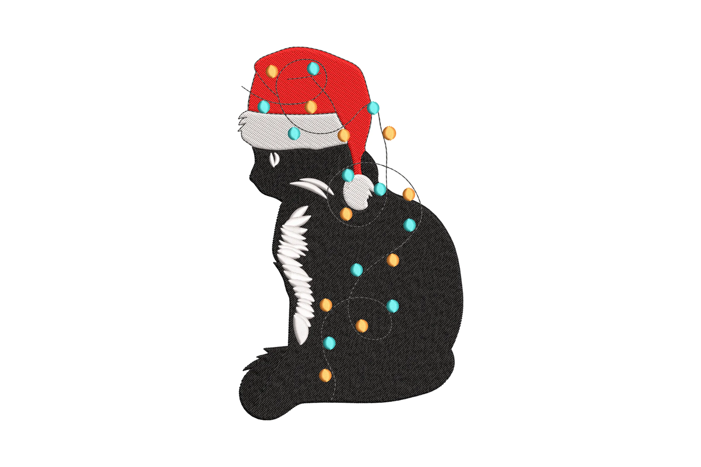 Christmas Cat Embroidery Design