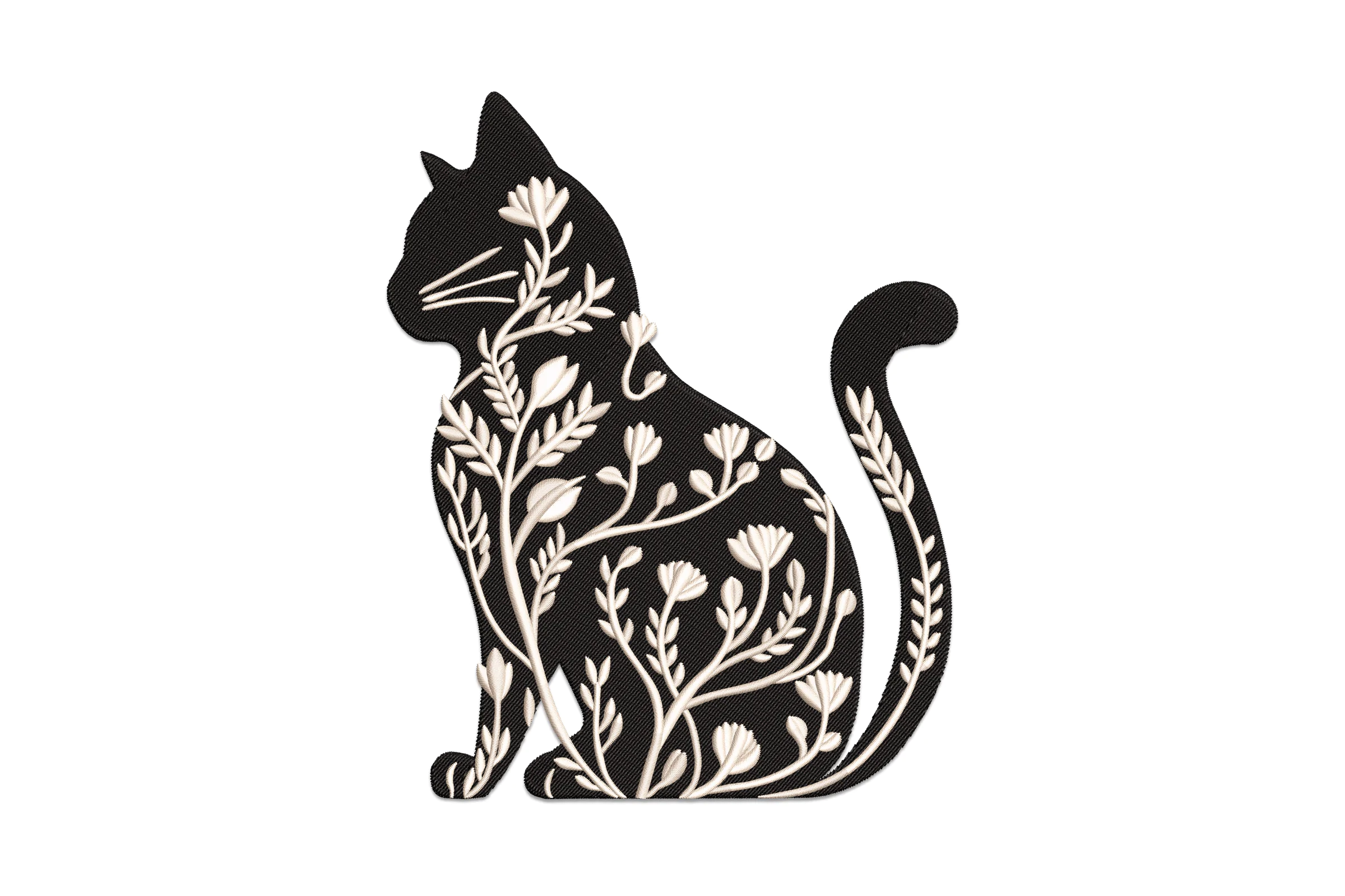 Cat with Flower Digital Embroidery Design