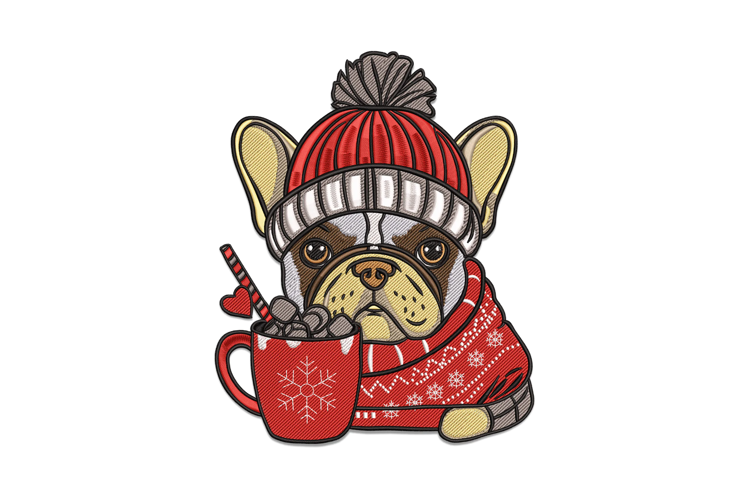 Christmas Pug - Machine Embroidery Design