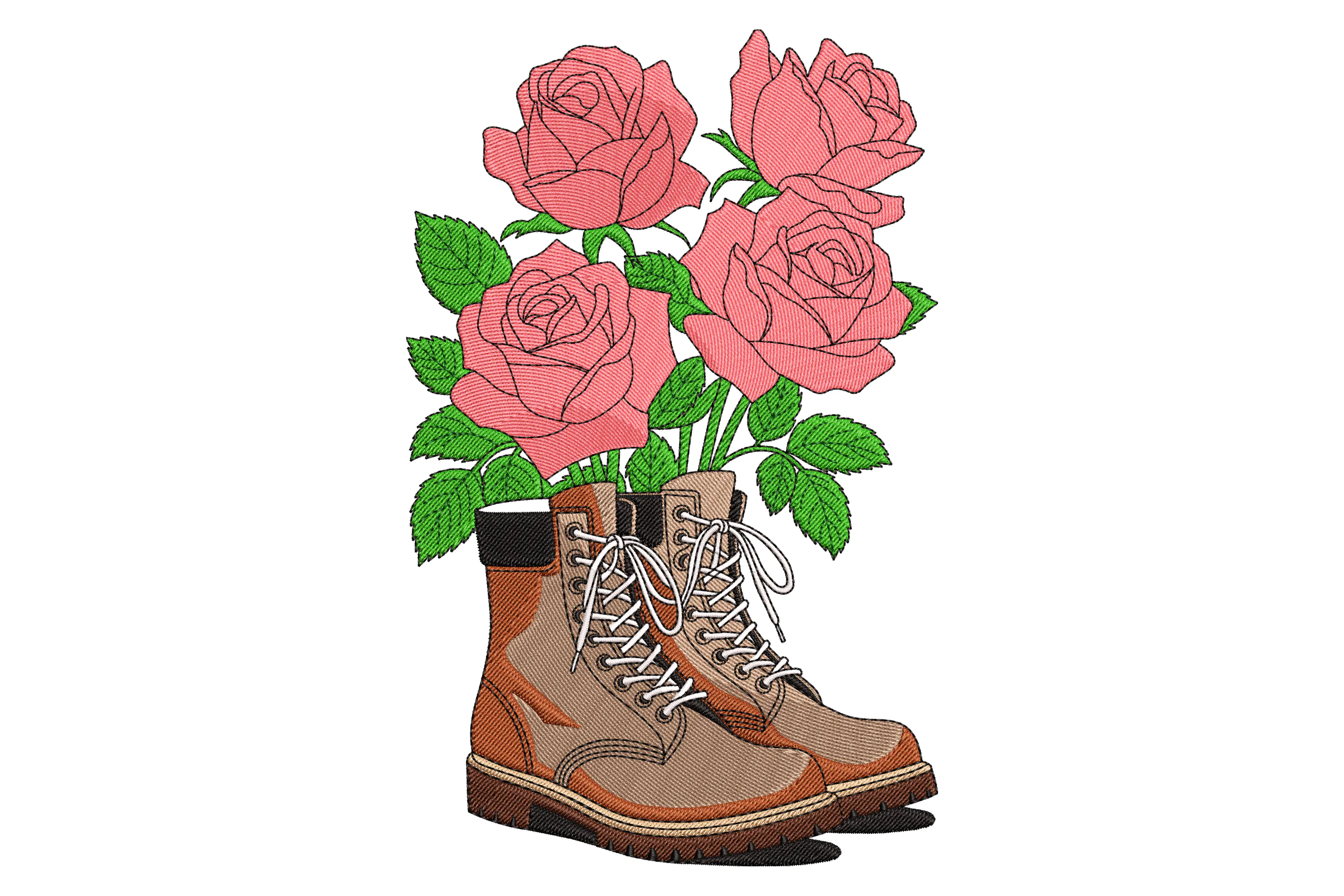 Boots & Roses Embroidery Design