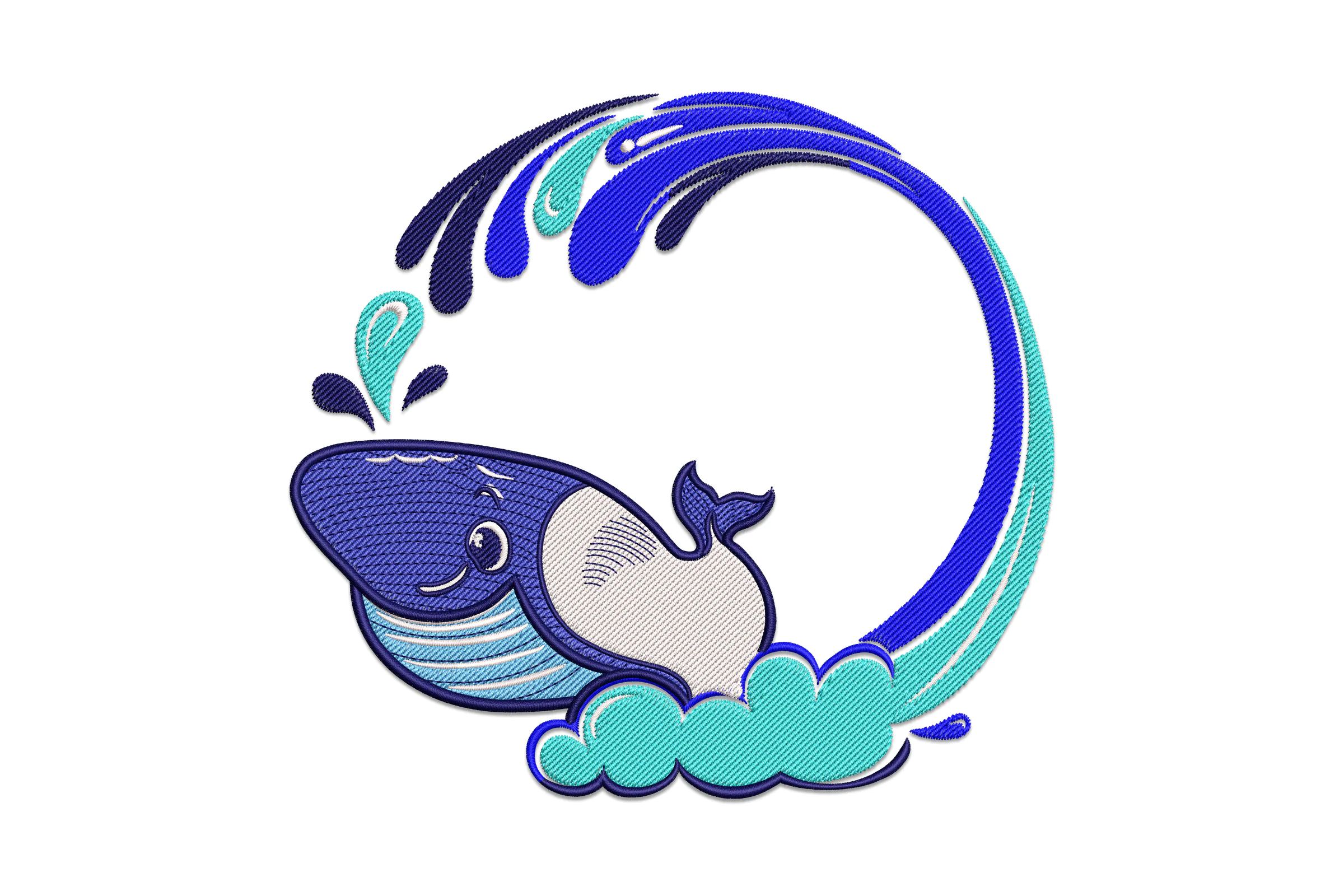Blue Whale Machine Embroidery Design