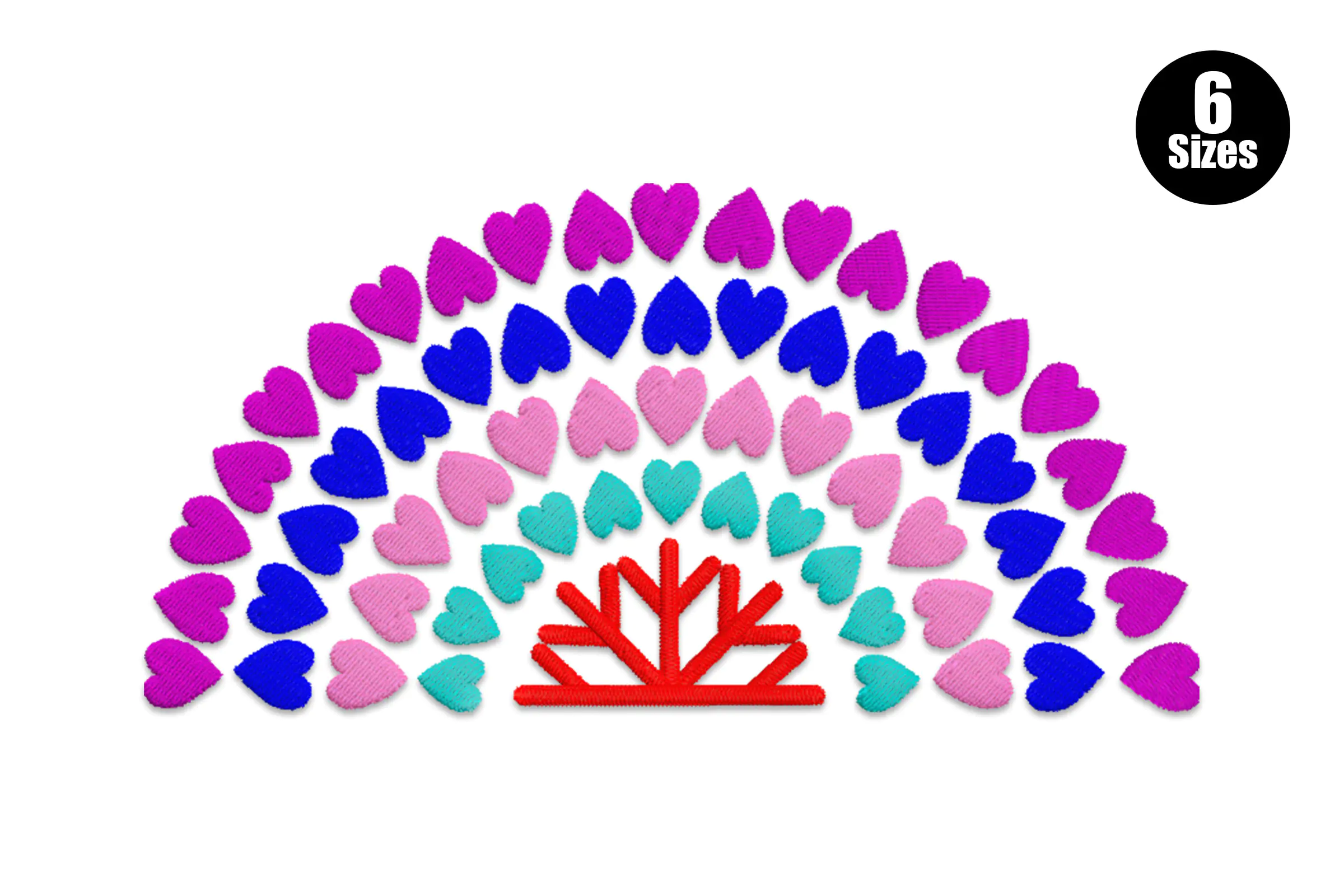 Heart Rainbow Embroidery Design