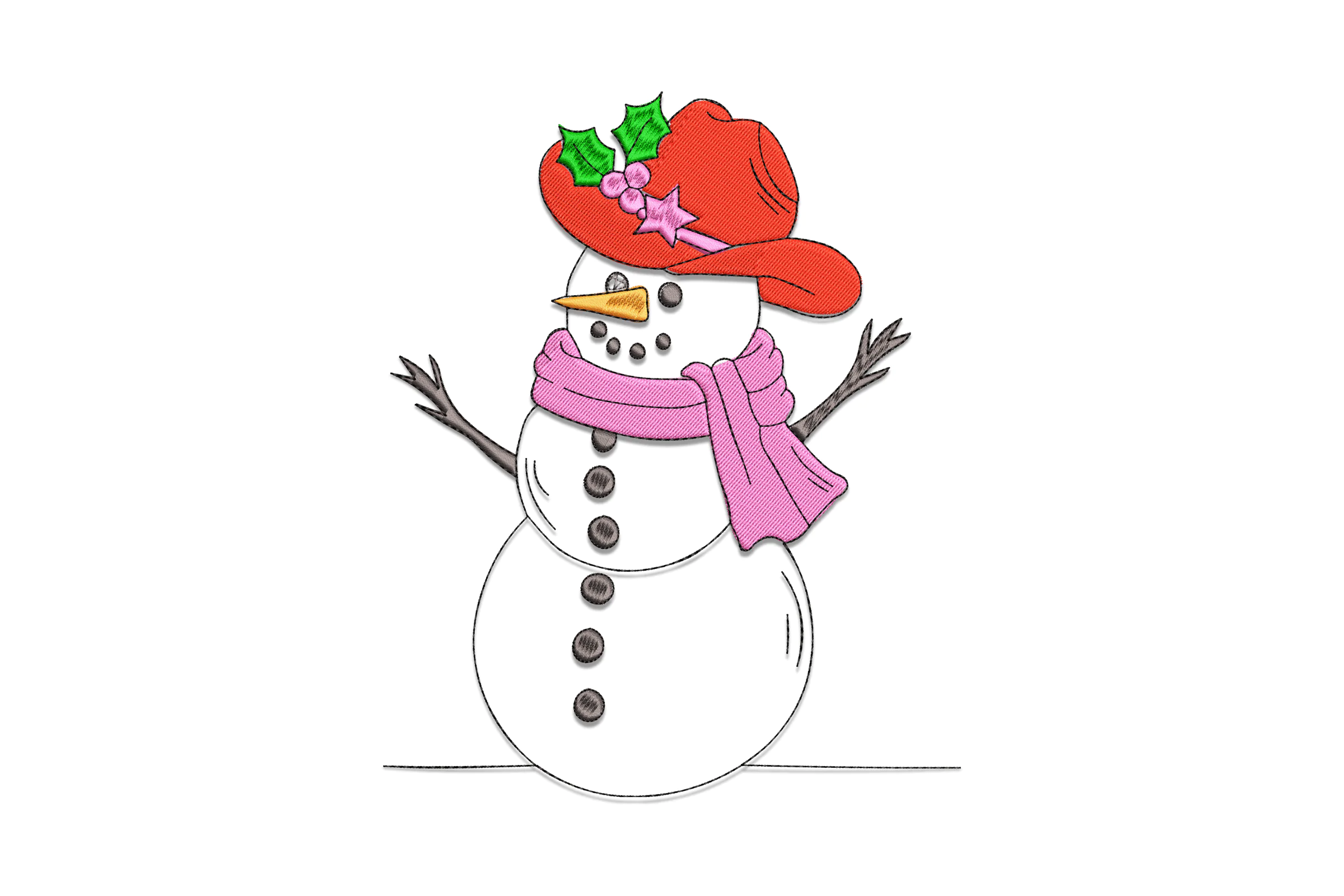 Snowman Christmas Digital Embroidery Design File