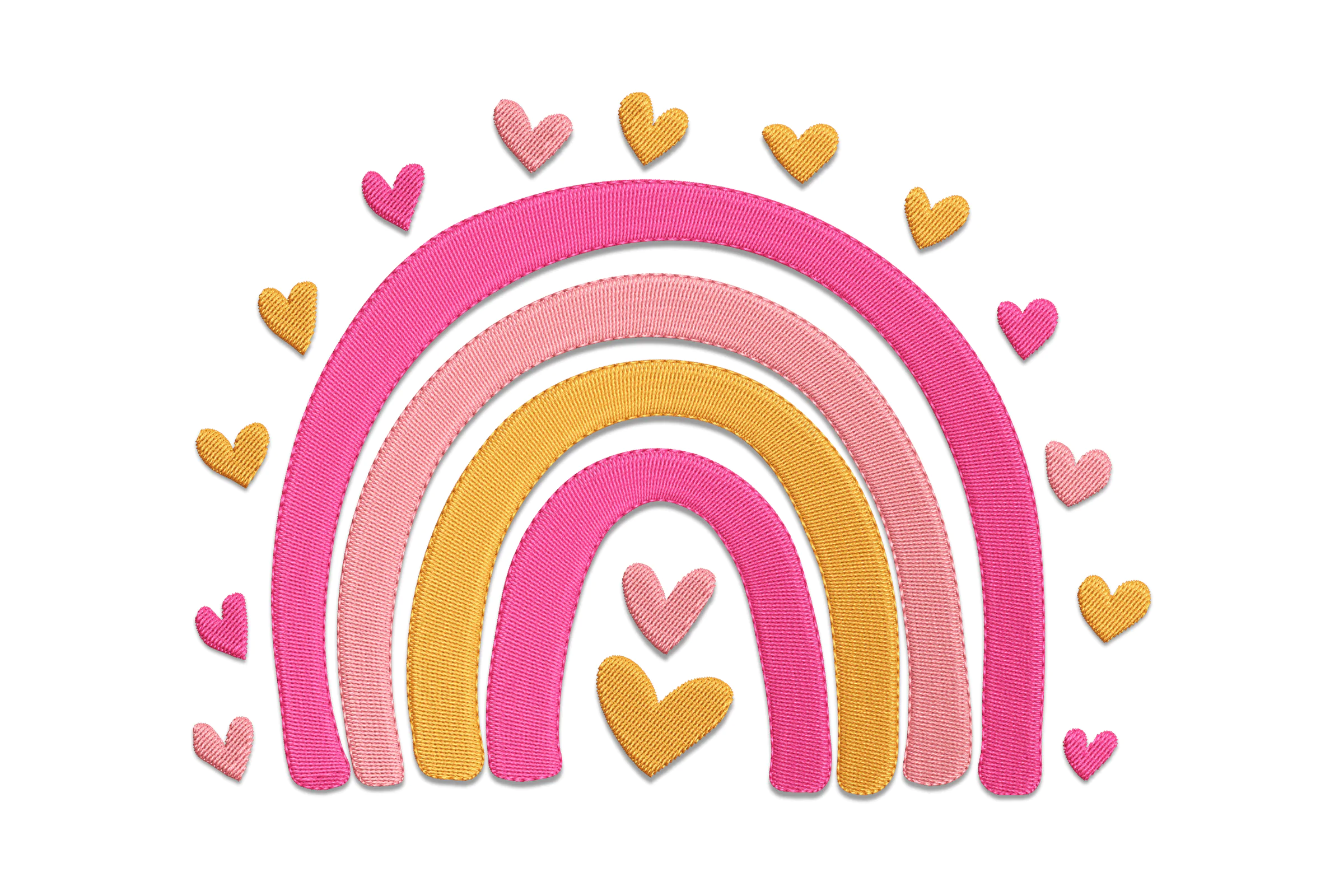 Rainbow Hearts Embroidery Design pattern