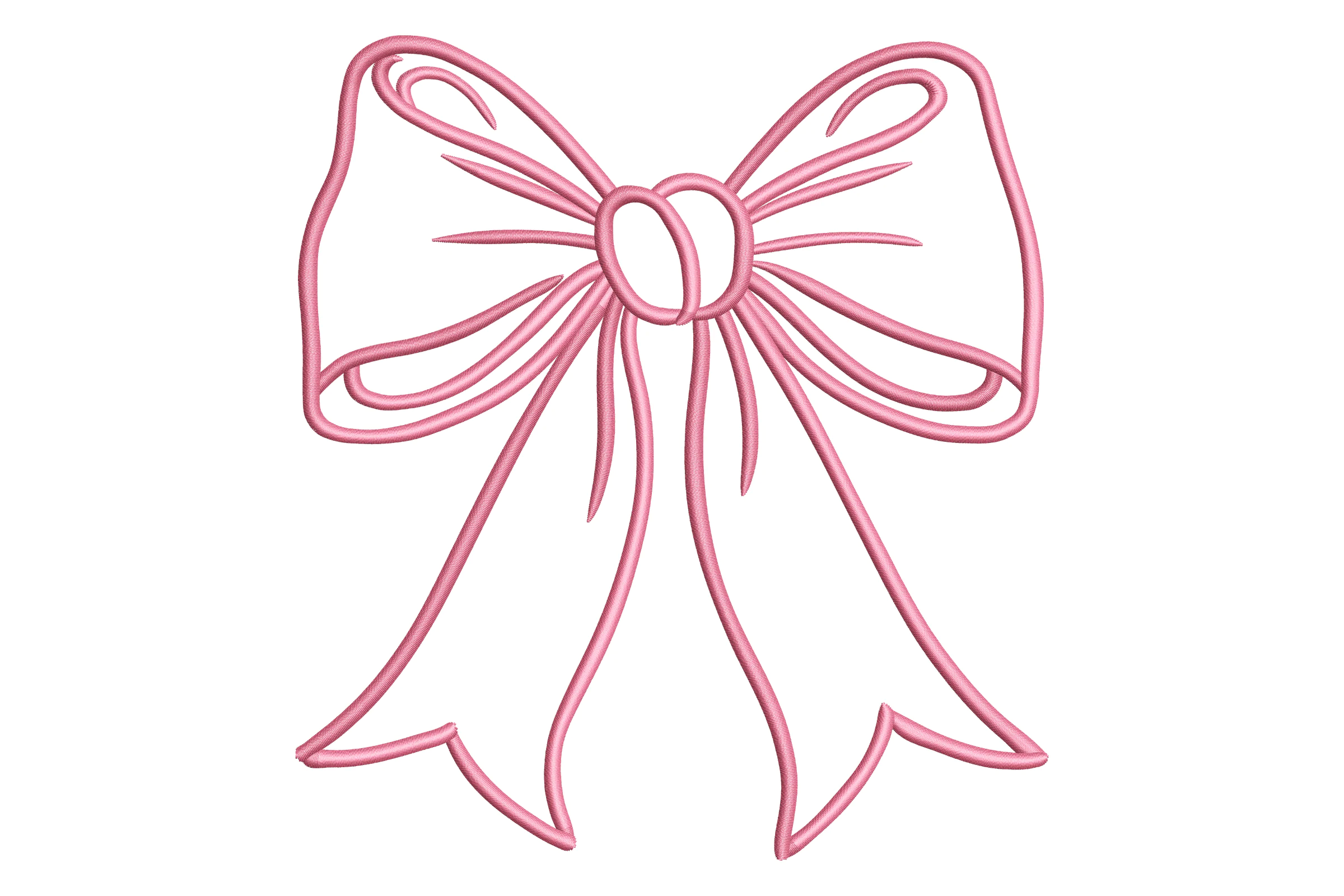 Detailed Pink Bow Embroidery Design