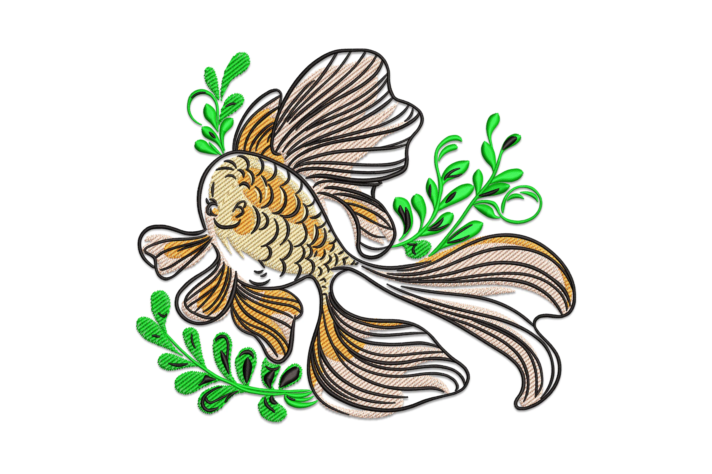 Tropical Fish on Sea Floor Embroidery Design