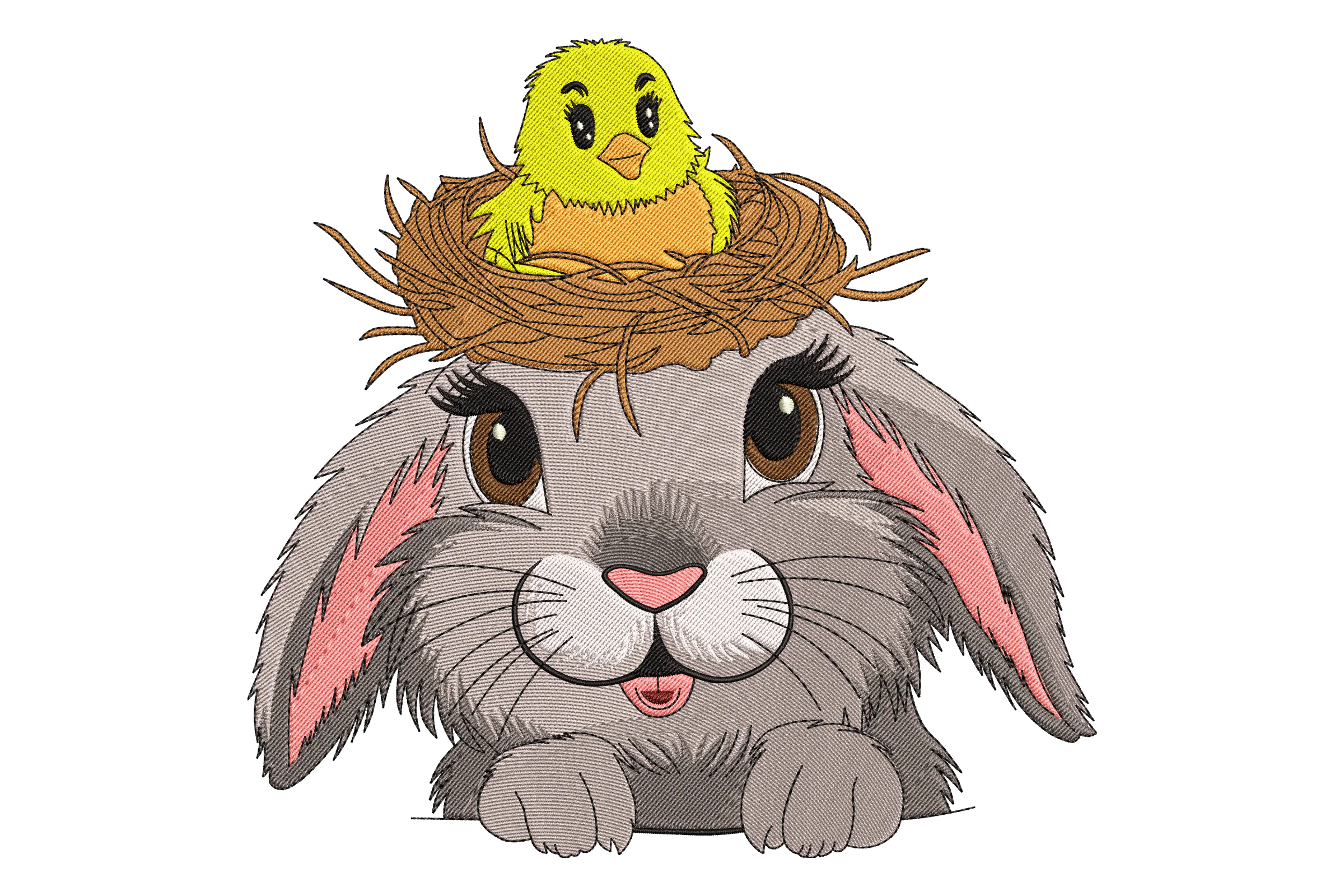 Bunny and Chick Nest Embroidery Design