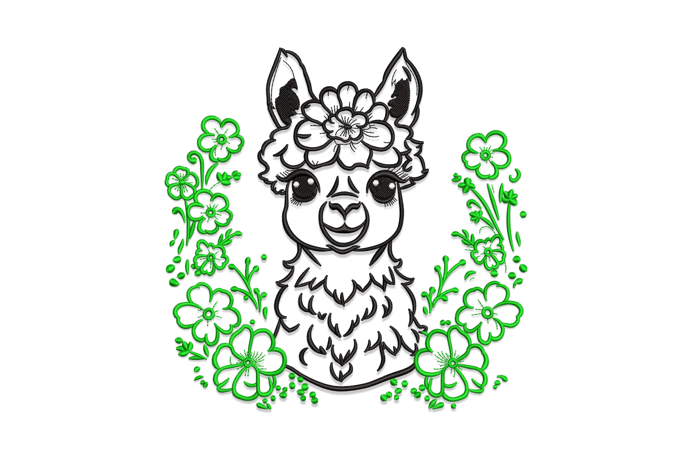 Floral Llama Embroidery Design