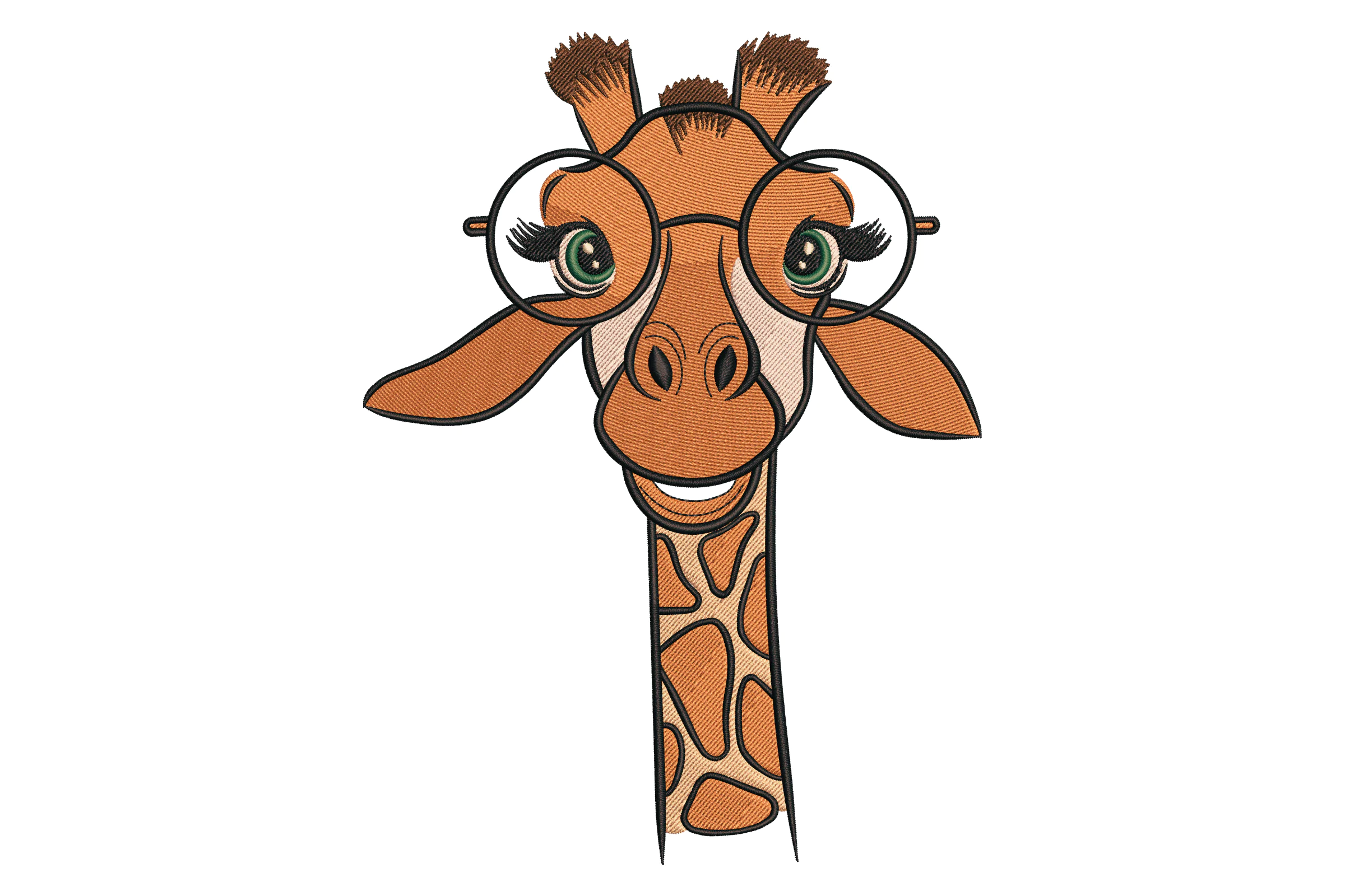 Cute Giraffe with Glasses Embroidery Design