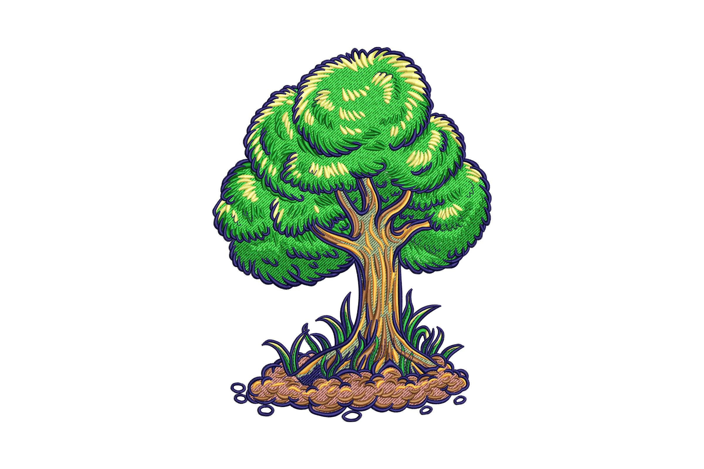 Green Tree Machine Embroidery Design