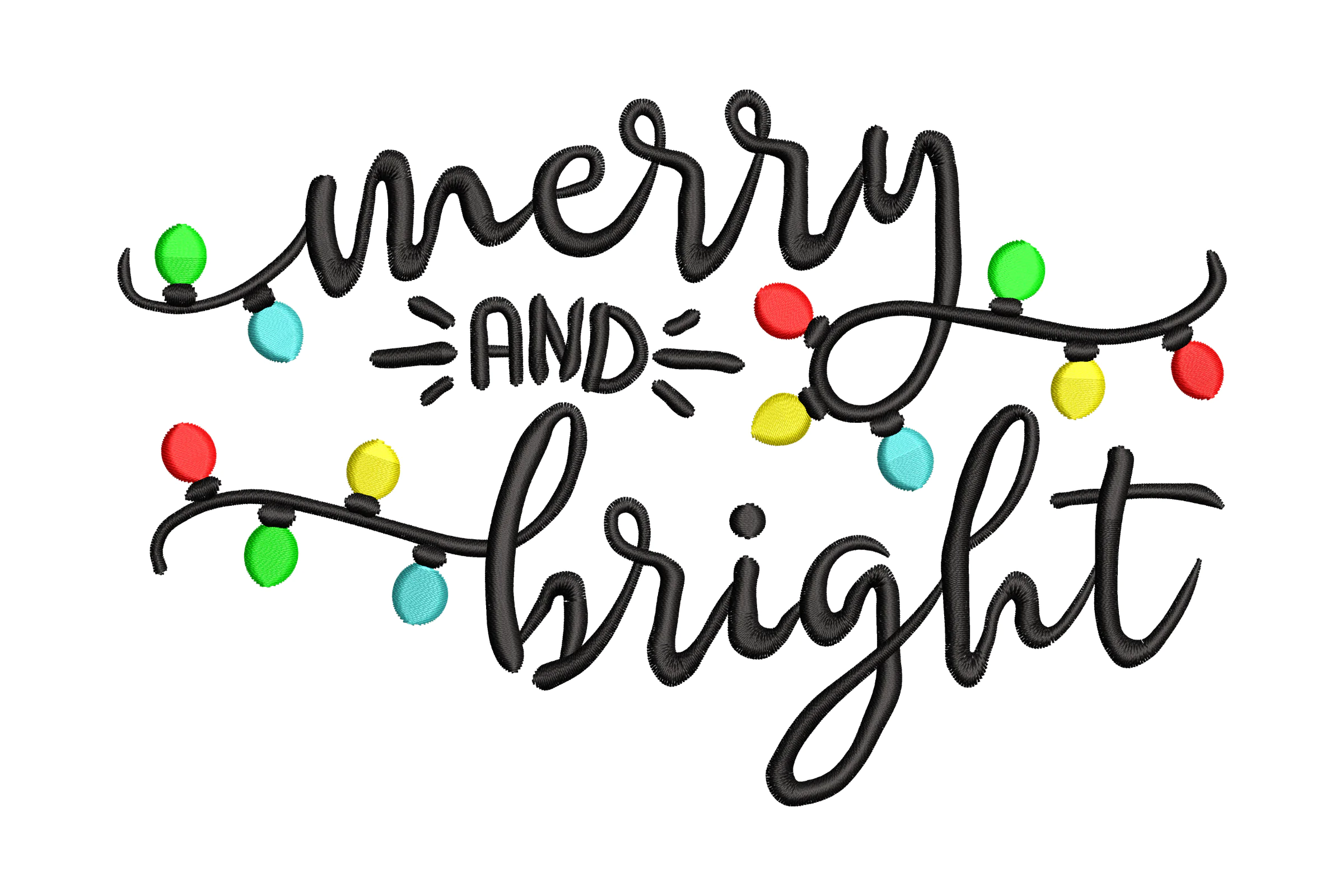Merry and Bright Christmas Embroidery Design