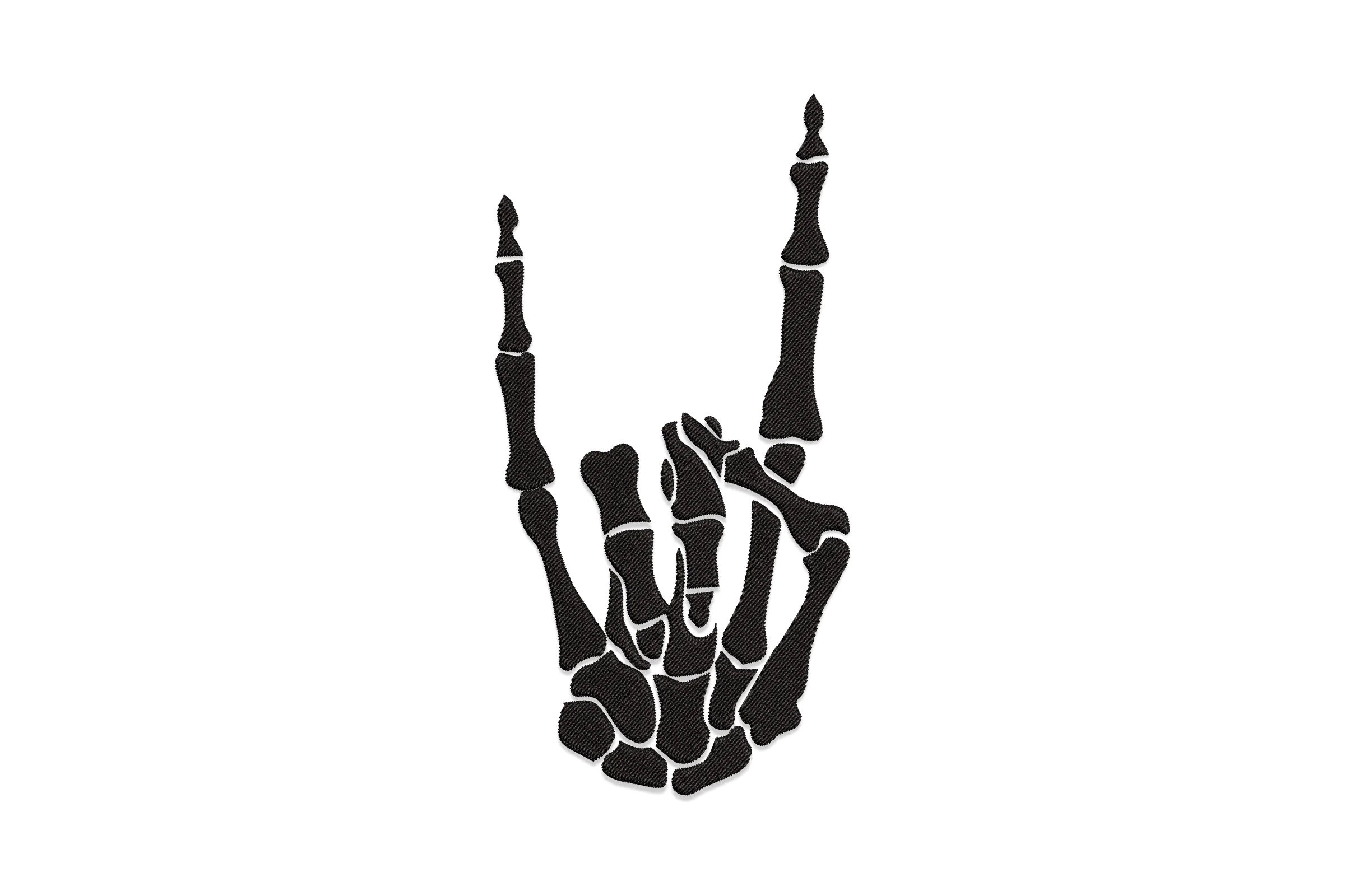 Skeleton Rock Horns Embroidery Design