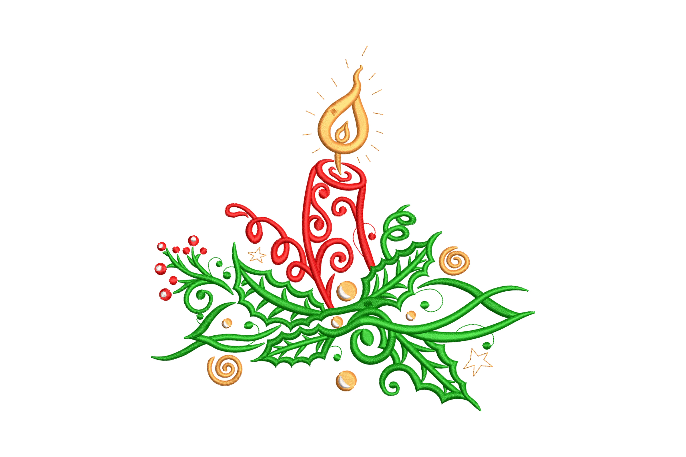 Christmas Candle Embroidery Design