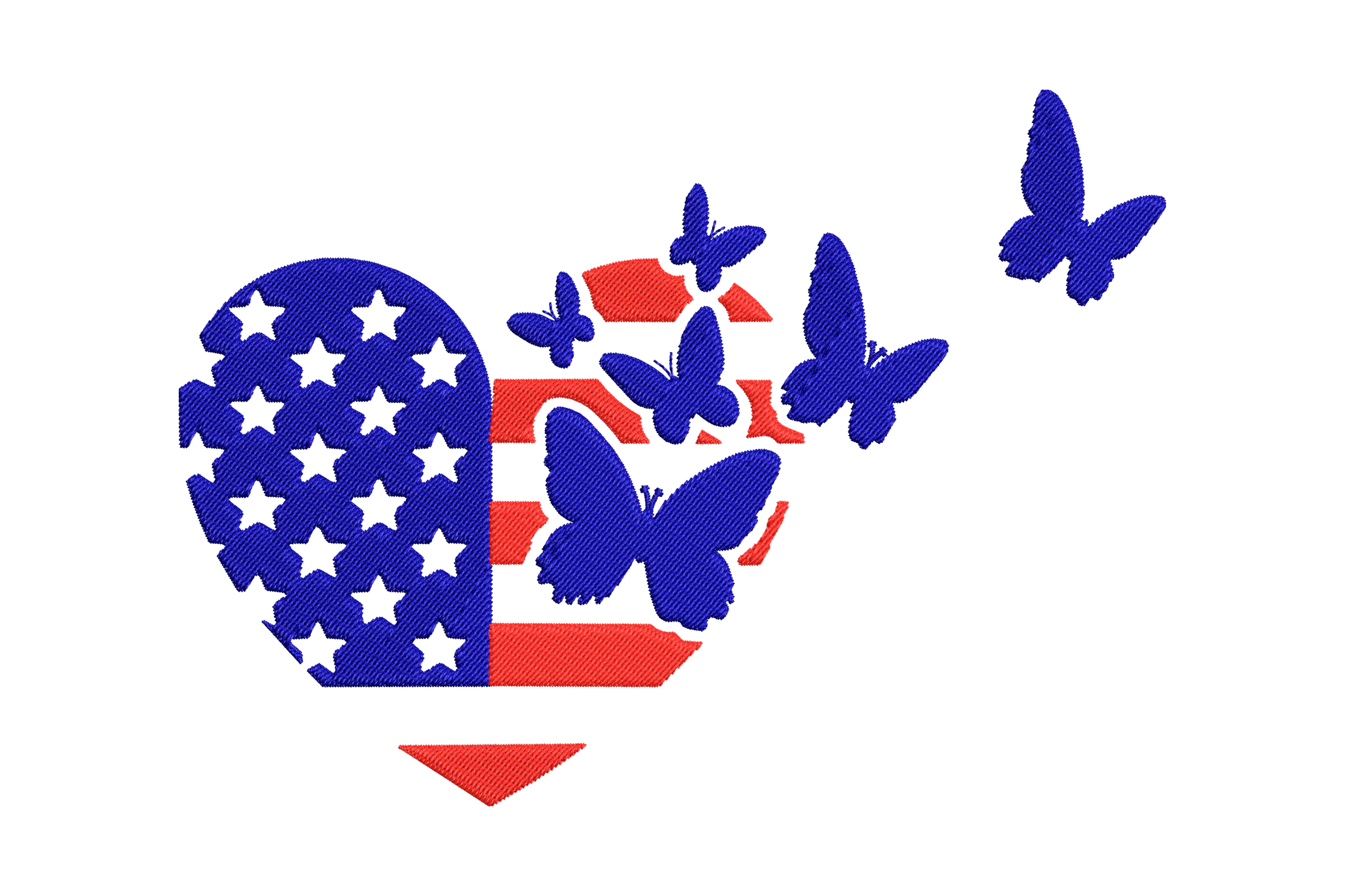 American Flag Heart Embroidery File