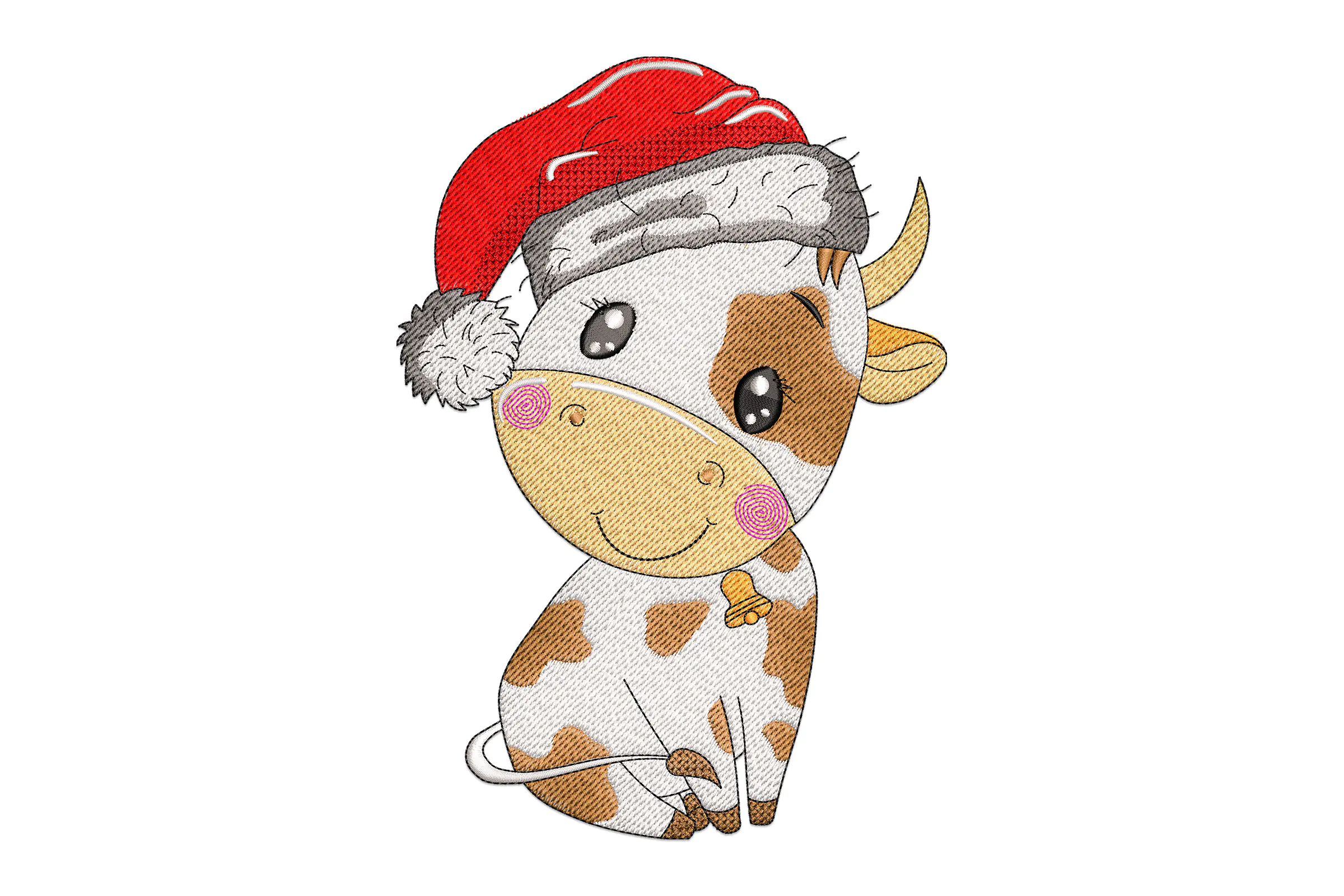 Christmas Highland Cow Embroidery File
