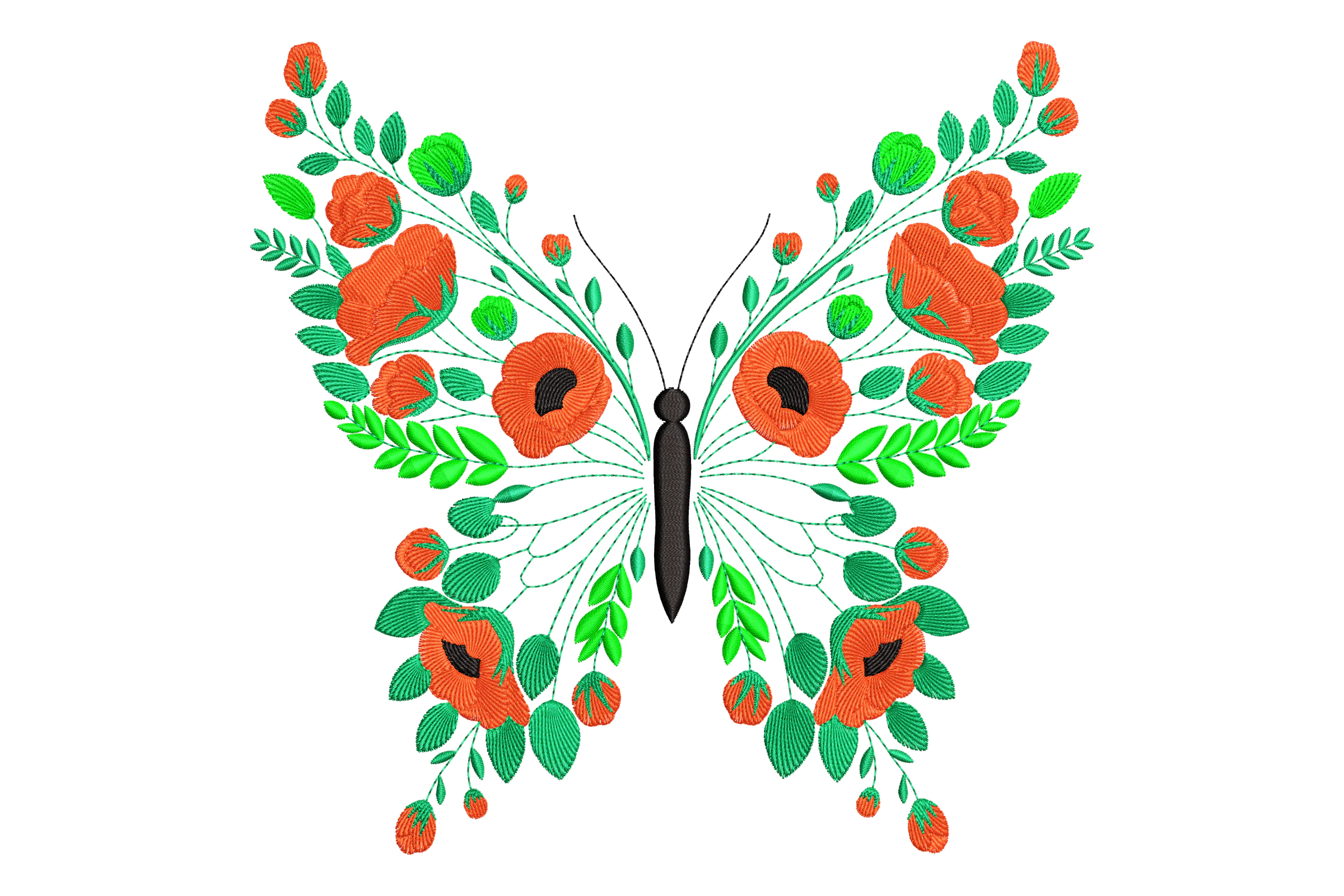 Floral Butterfly Machine Embroidery File