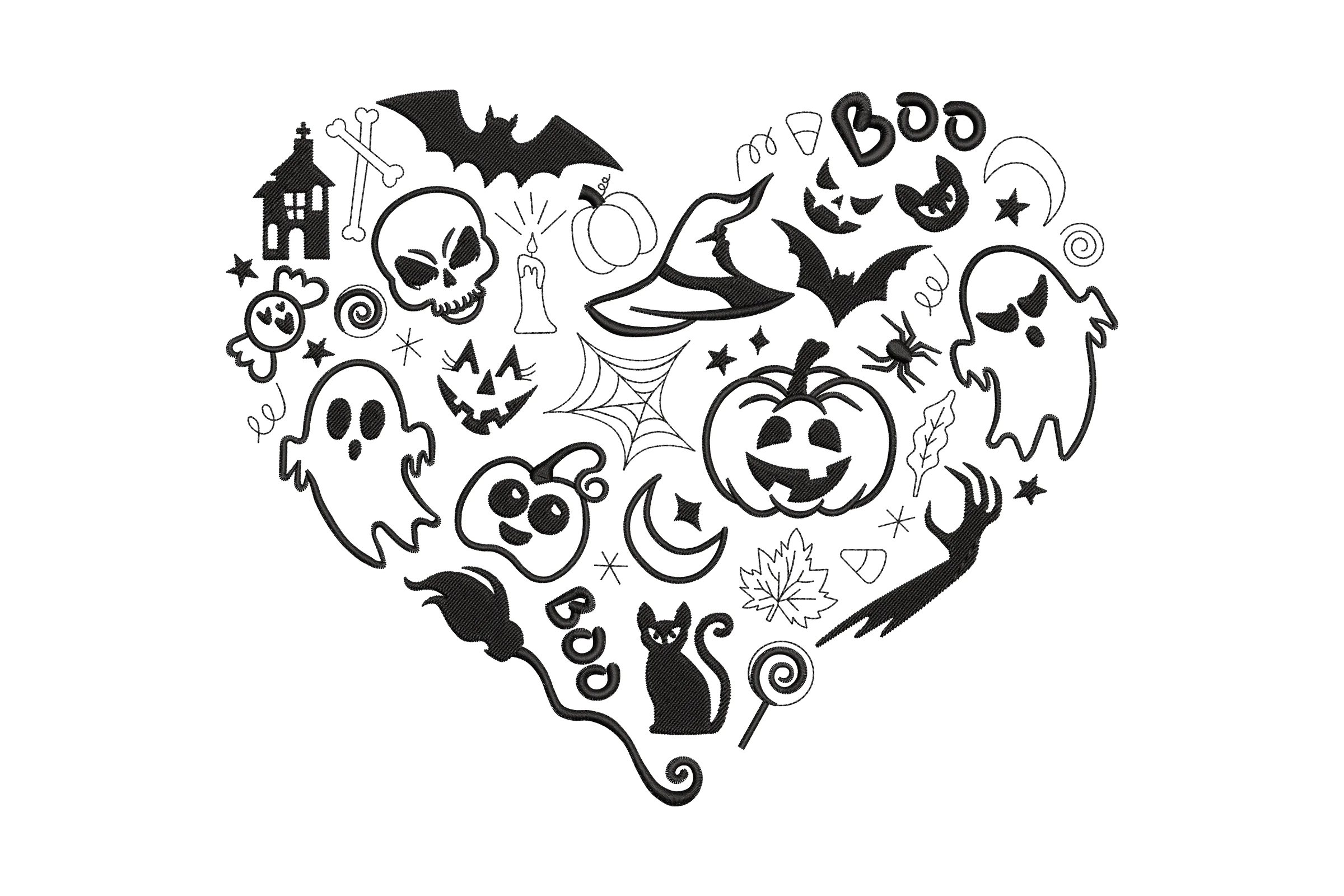 Halloween Heart Machine Embroidery Design