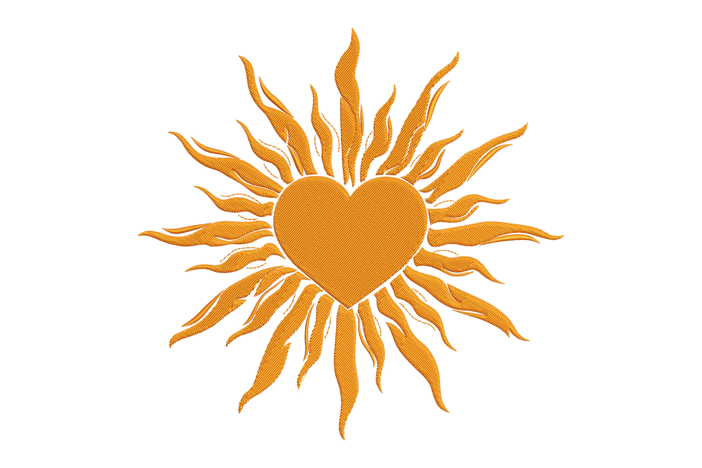 Sun with Heart Embroidery Design