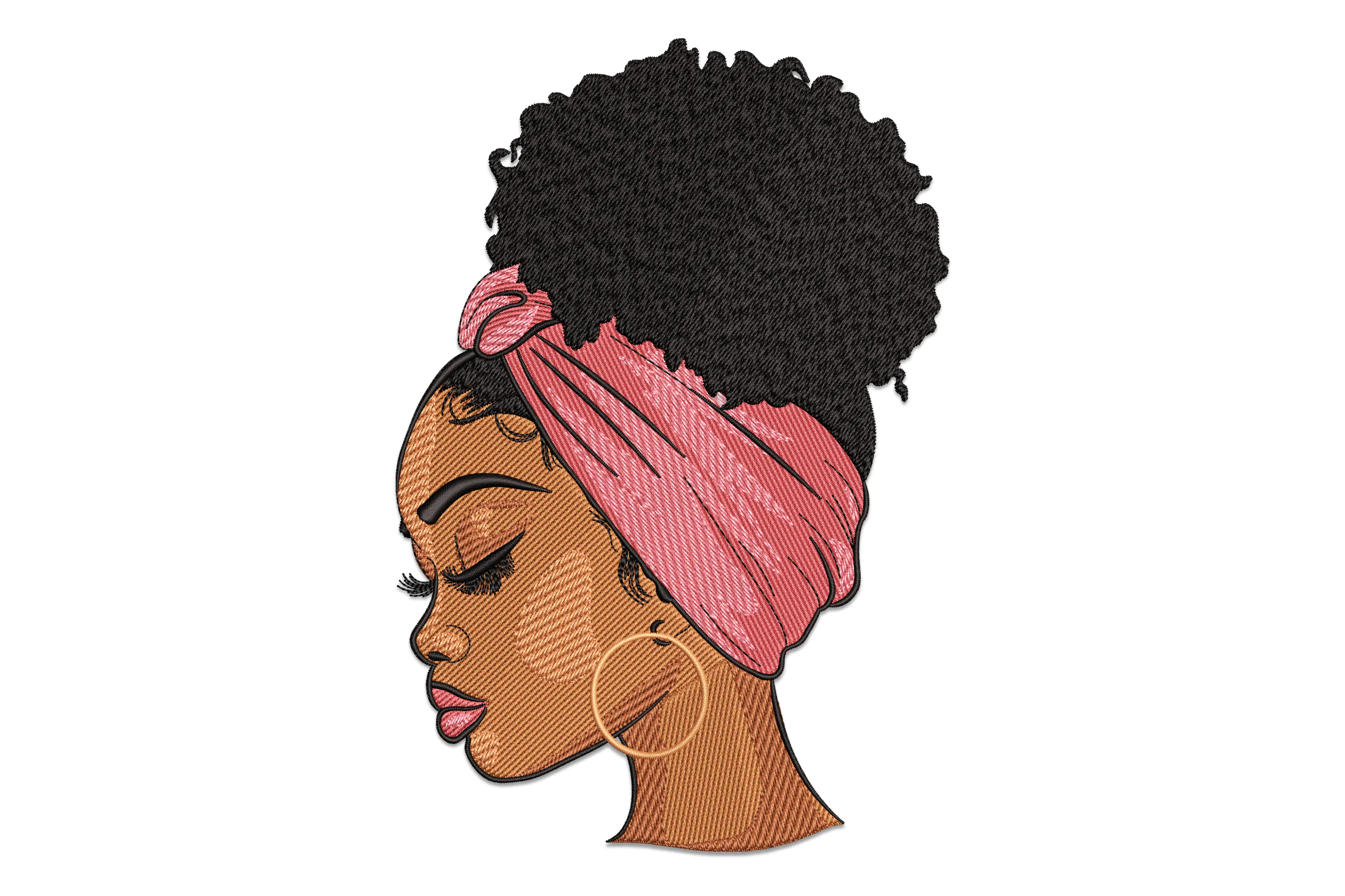 Elegant Afro Woman Embroidery Design