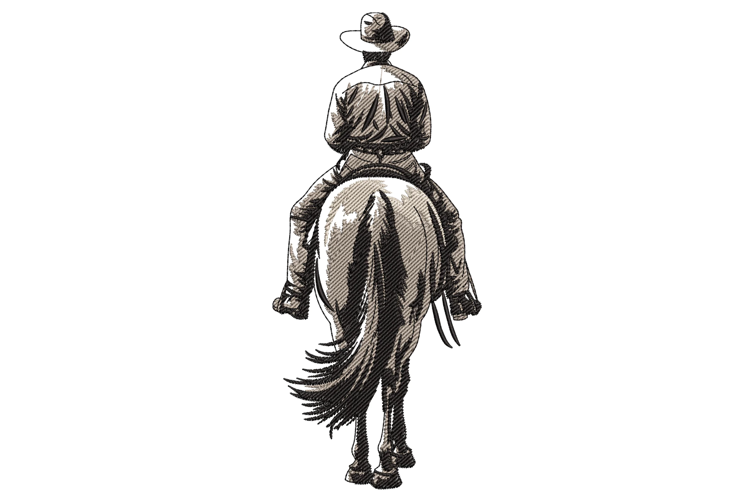 Cowboy Riding Horse Embroidery Design
