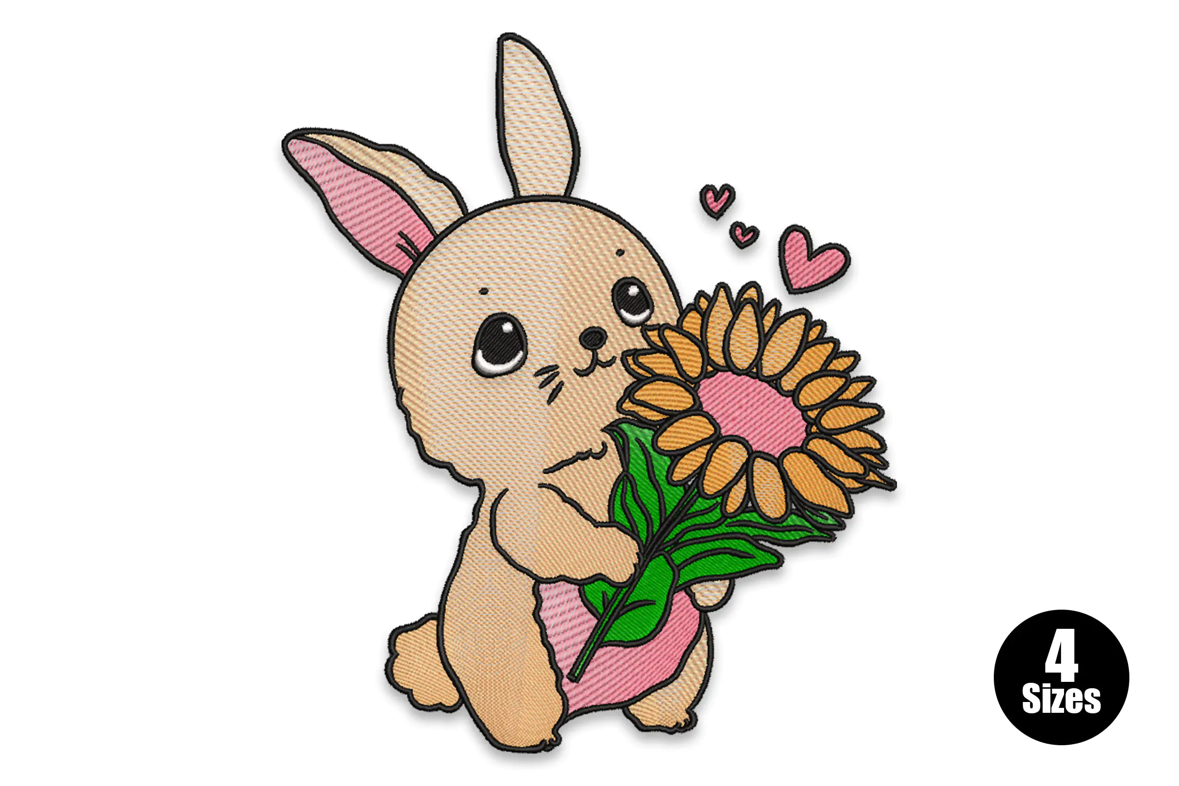 Sunflower with Rabbit Embroidery Design