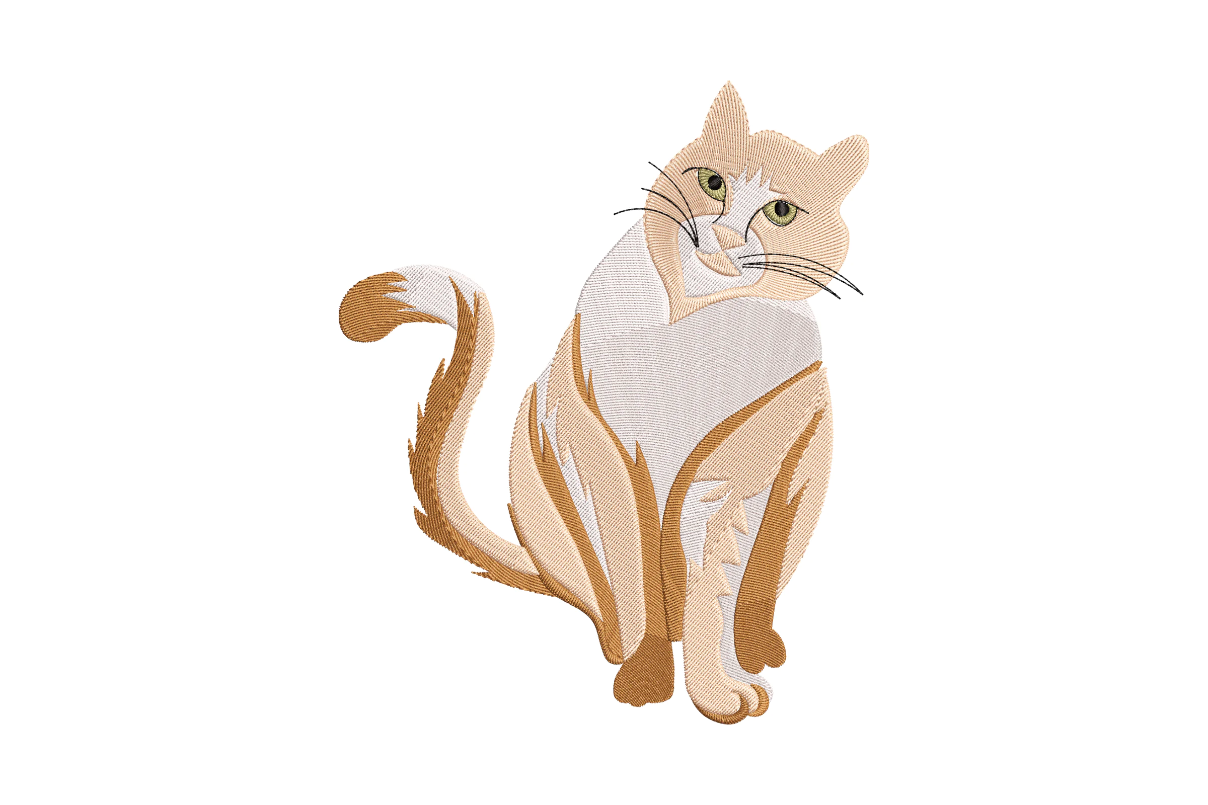 Orange And White Cat Embroidery Design