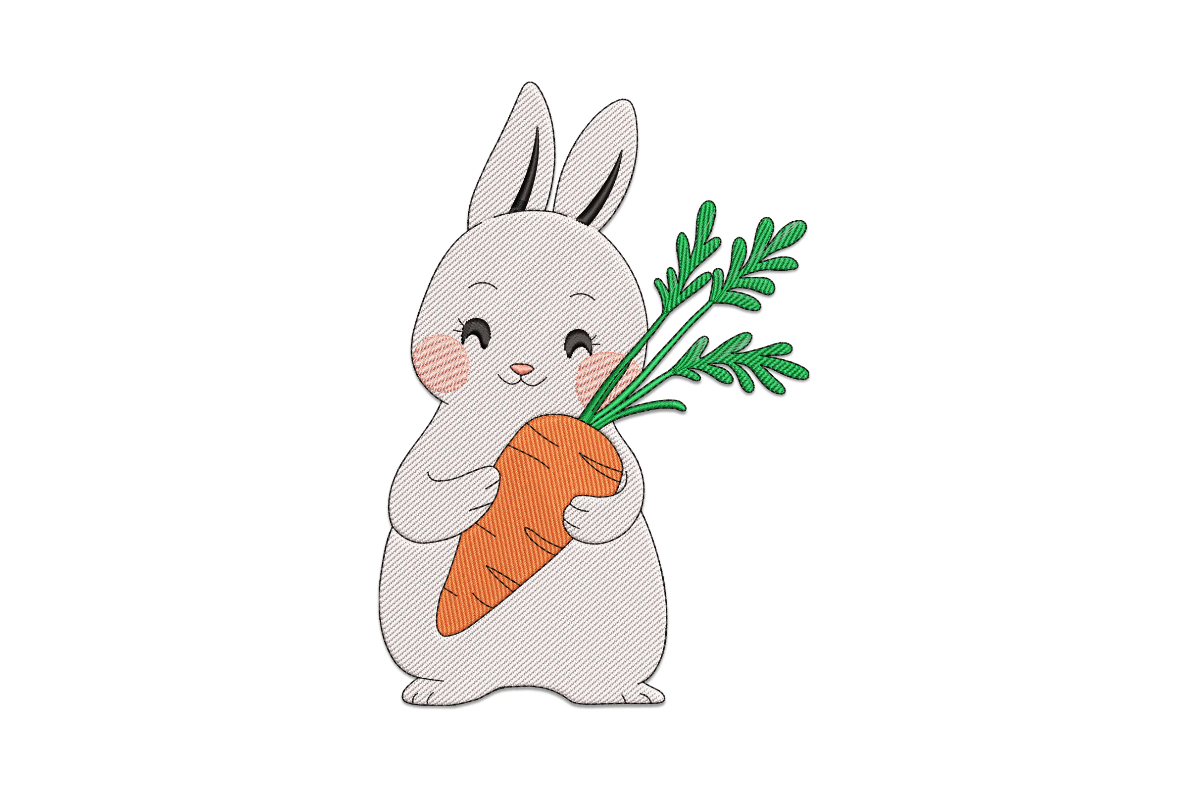 Cute Bunny With Carrot Embroidery Design