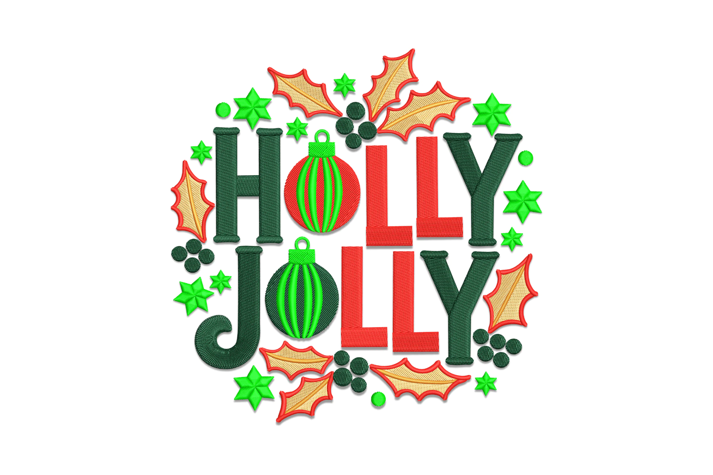 Holly Jolly Embroidery Design File