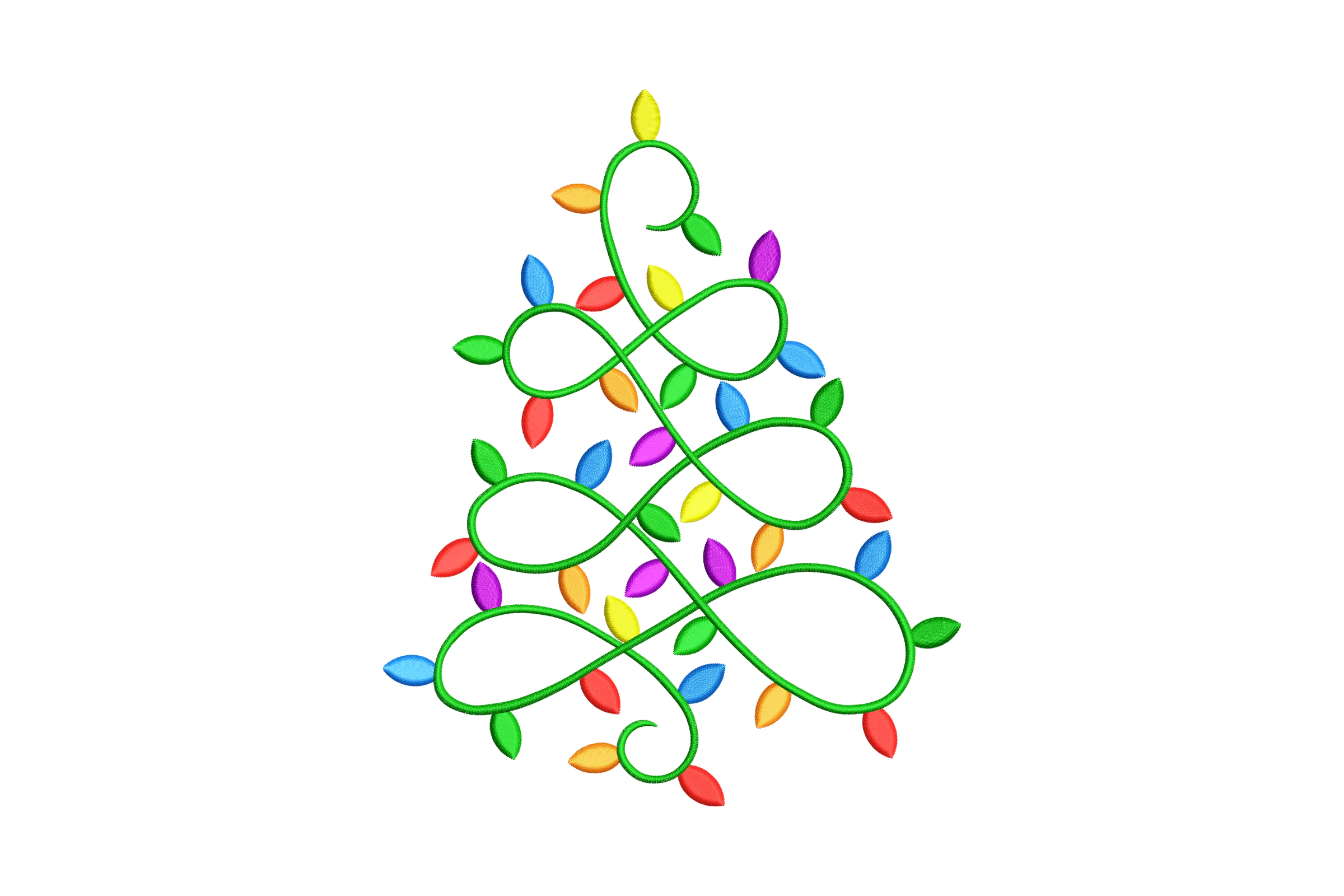 Christmas Tree Lights Embroidery Design