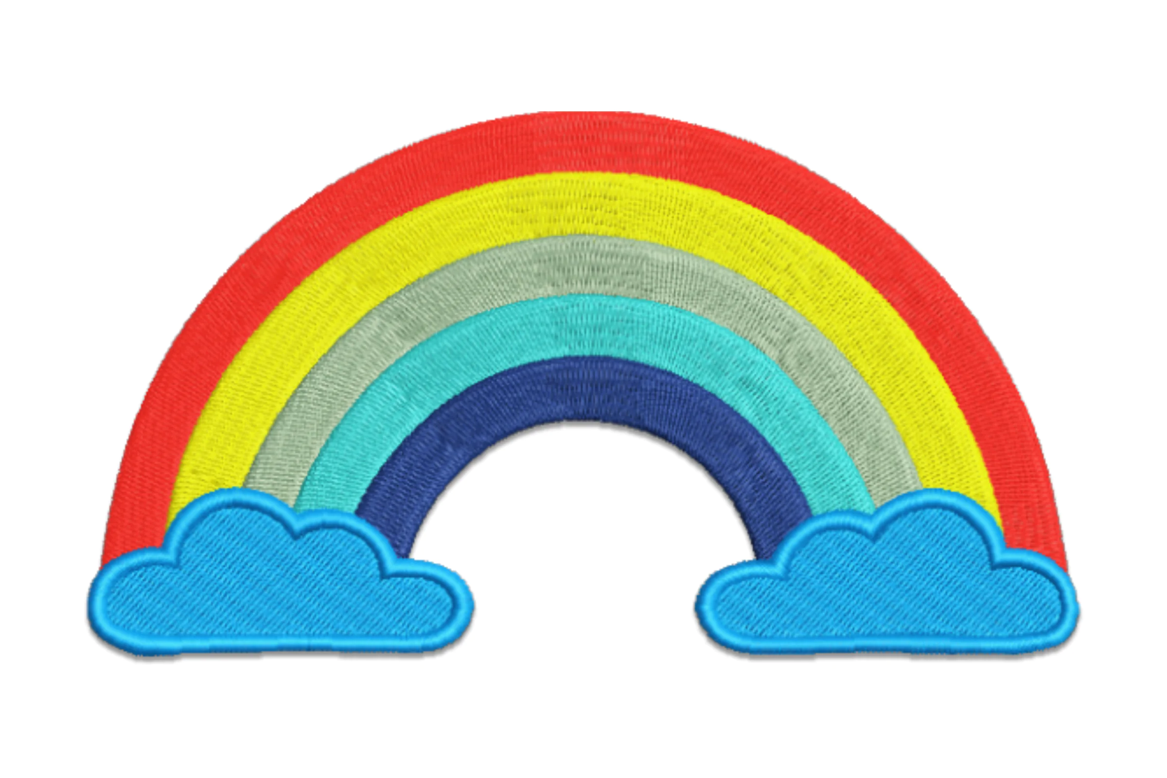 Rainbow with Clouds Embroidery Design